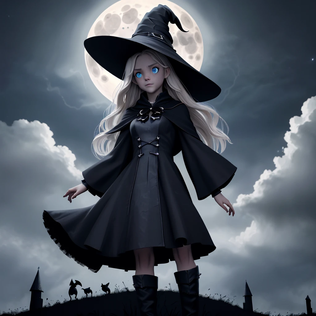 "(best quality,highres,realistic:1.37),scary witches flying on broomsticks, many witches, tense race above a cloud and thunderstorm-filled night sky, swirling ring of magic at the end, lightning outlining the course, full moon, mystical atmosphere, dramatic lighting, dark and eerie colors, witch hats and capes, hair flowing in the wind, intense expressions on their faces, intense focus and determination, broomsticks hovering in the air, crackling energy surrounding the broomsticks, ominous thunder and lightning, moonlight casting eerie shadows, mystical symbols in the sky, gusts of wind swirling around the witches, flying at high speed, competing for victory, anticipation and excitement, adrenaline-filled race, intense competition among witches, a thrilling and dangerous challenge, the world below disappearing in the darkness, stars twinkling in the night sky, the howling of the wind, clouds swirling ominously, wisps of fog adding to the eerie atmosphere, a sense of magic and mystery in the air."