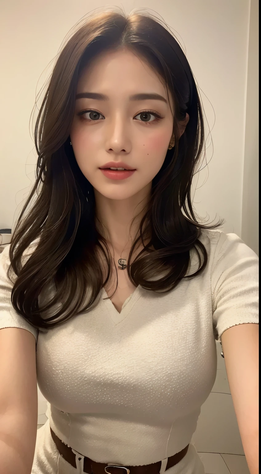 ((highest quality, 8K, masterpiece: 1.3)), 1 girl, The beauty of slim abs: 1.3, (hairstyle casual, big breasts: 1.2), dress: 1.1, super fine face, delicate eyes, double eyelid, smile, Home