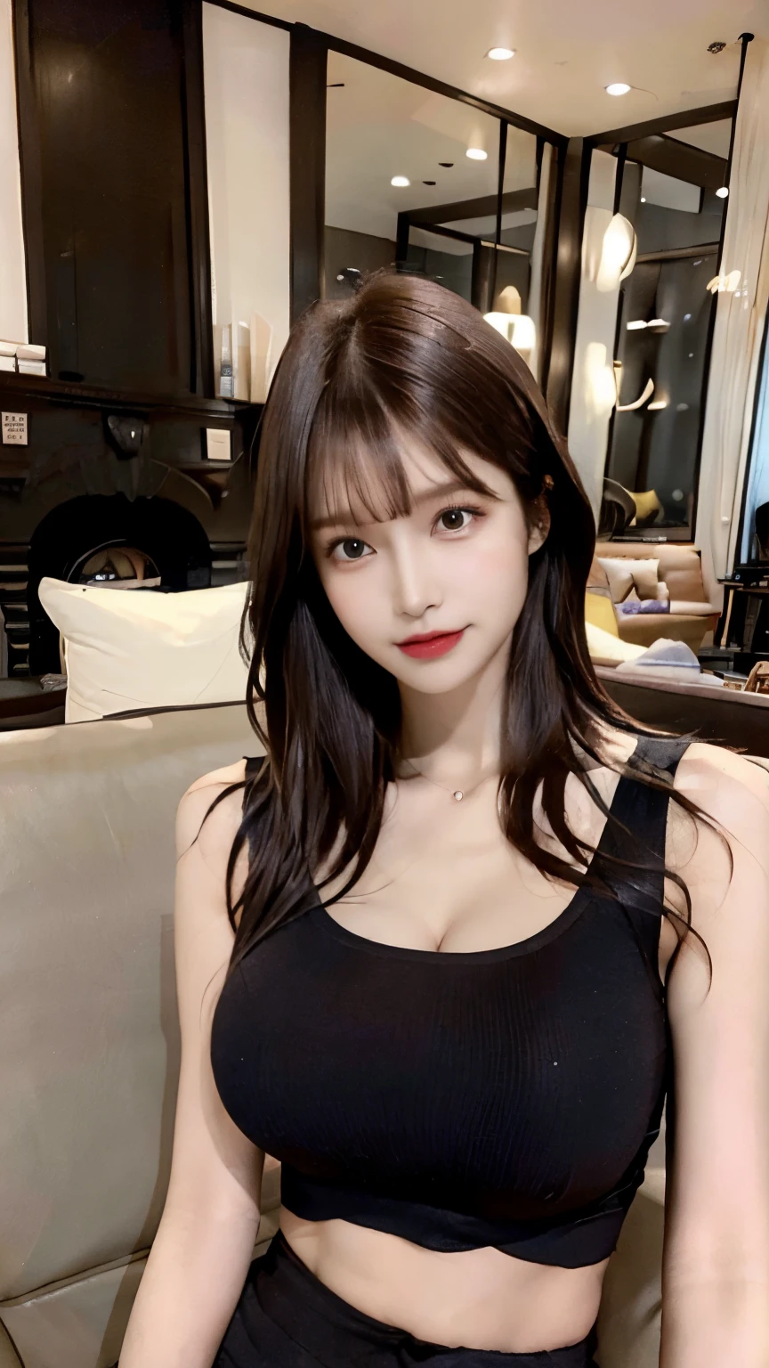 
((midnight, highest quality, 8K, masterpiece :1.3)), whole body, long legs, sharp focus :1.2, beautiful woman with perfect figure :1.4, thin abs, thigh :1.1, ((dark brown hair, plump  :1.2)), (sleeveless shirt, shorts, sitting :1.2), ((living room, sofa:1.3)), Highly detailed face and skin texture, fine eyes, double eyelid, cleavage, close, armpit,short hair
