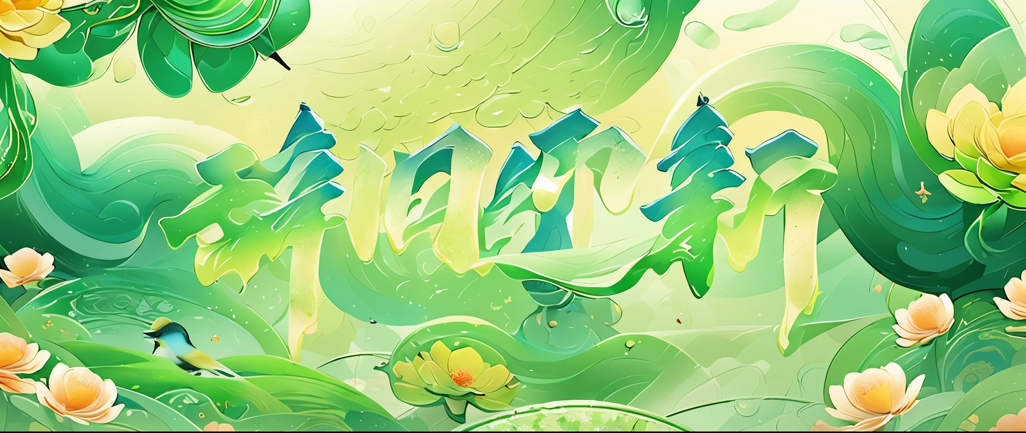 (Best Quality), (Masterpiece), (Realistic, Digital Art), (Ultra Detailed), Surface Sculpture, Detailed Surface Textures, Floating Chinese Characters, (Surrounded by Emerald Landscape: 1.2), Transparent Water, (Flower and Bird Carving Background: 1.5), Chinese Song Dynasty Landscape Painting, Blue Theme, Surrealist Dream Style, Organic Fluids, Ray Tracing, Many Colorful Flowers, Foreground Obstructed by Flowers and Plants, Natural light, fallen leaves, c4d, OC rendering,
