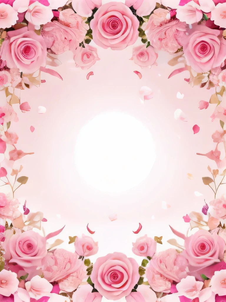 High resolution、fantasy、(Background Pink)、Rose、Petals scatter、