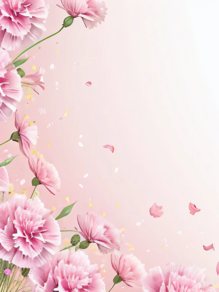 High resolution、fantasy、（Background Pink）、carnation、Petals scatter、