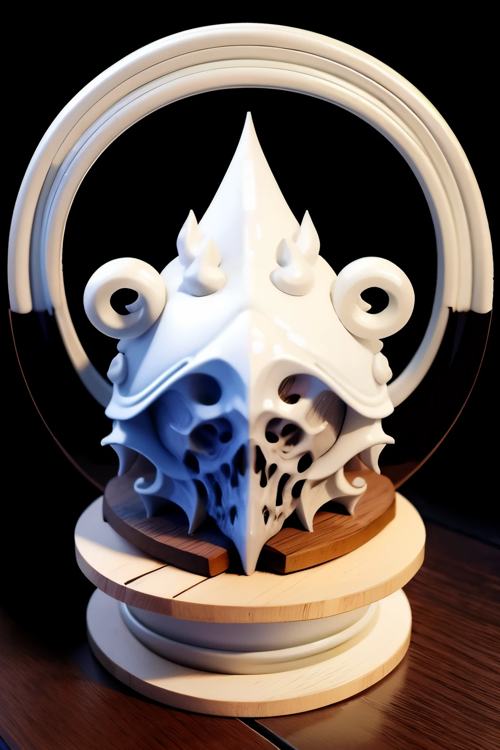 potions,(Cthulhu sculpture),(White background:1.75),(simple background:1.45),(Small wooden table:1.5),((solo)),full body