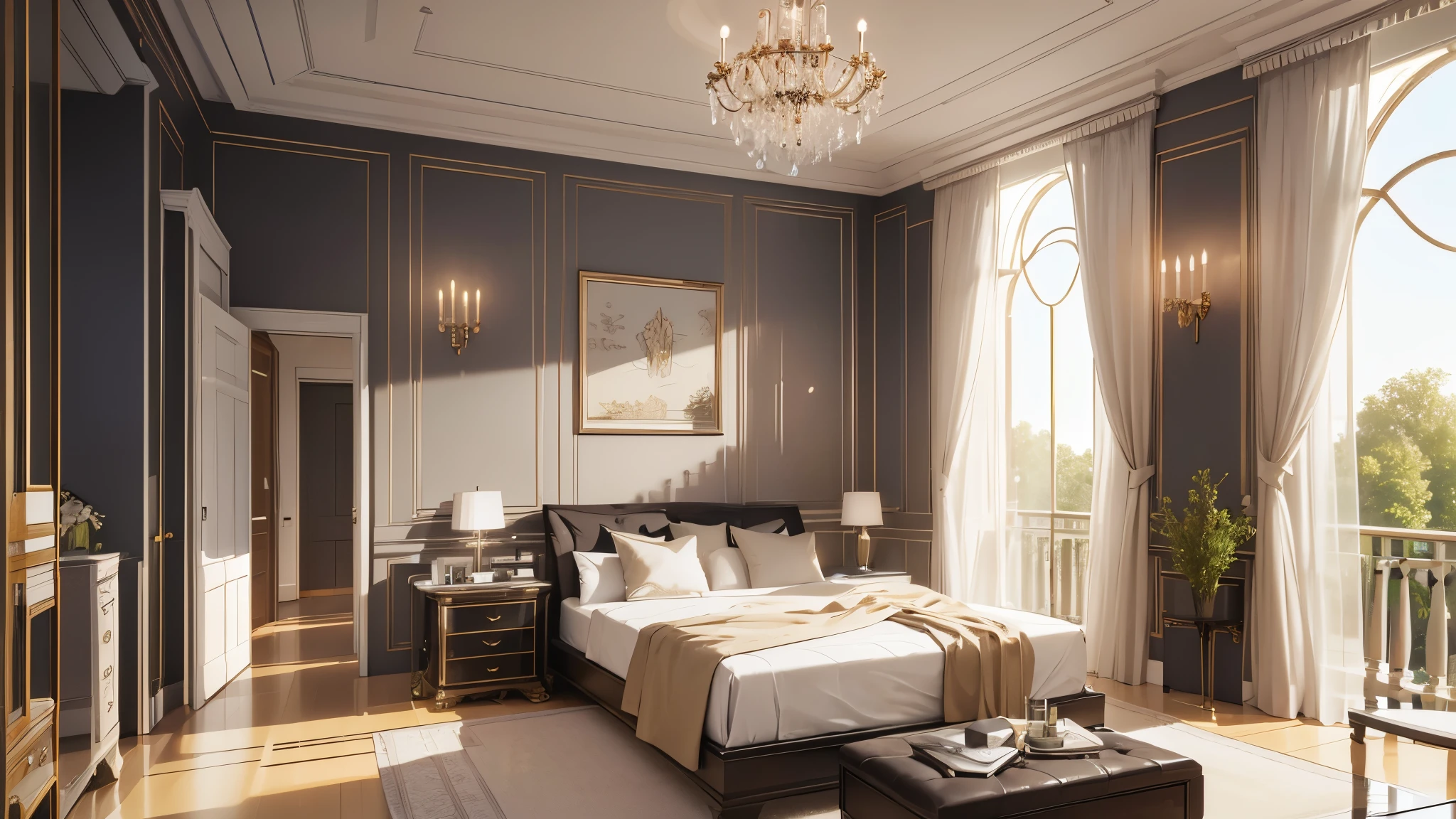 You are a famous interior designer、You have been asked to create a 3D image of a modern large room. Create a harmonious environment with modern and minimalist furniture. Including garden interior.