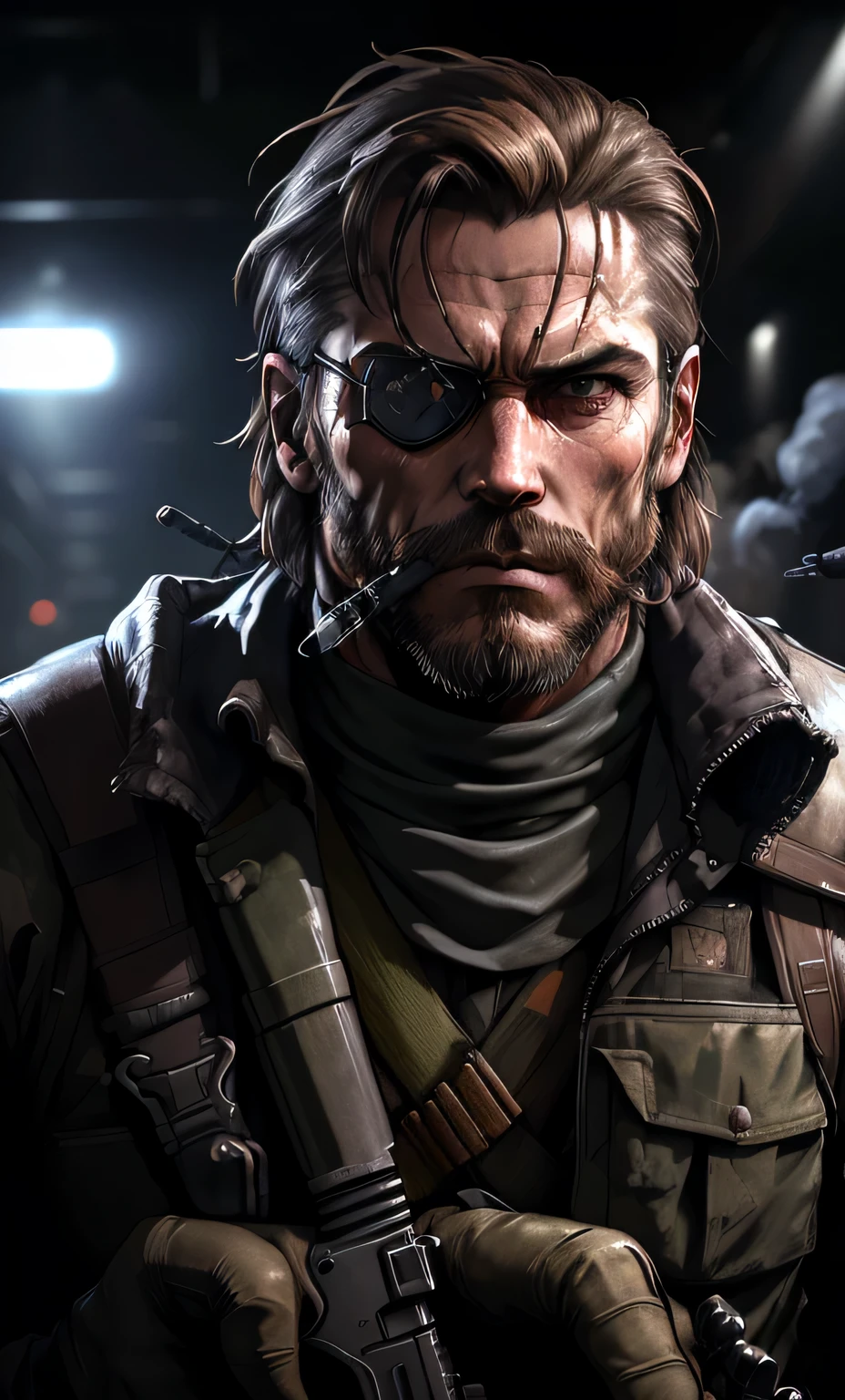 metal gear,metal gear solid,solid snake,metal gear solid solid snake,art hyperrealism,dark,dark background,suit,business suit,smokie,tuxedo,smoking a cigarette,wearing gloves,blood on face,snake,hyperrealistic --auto --s2