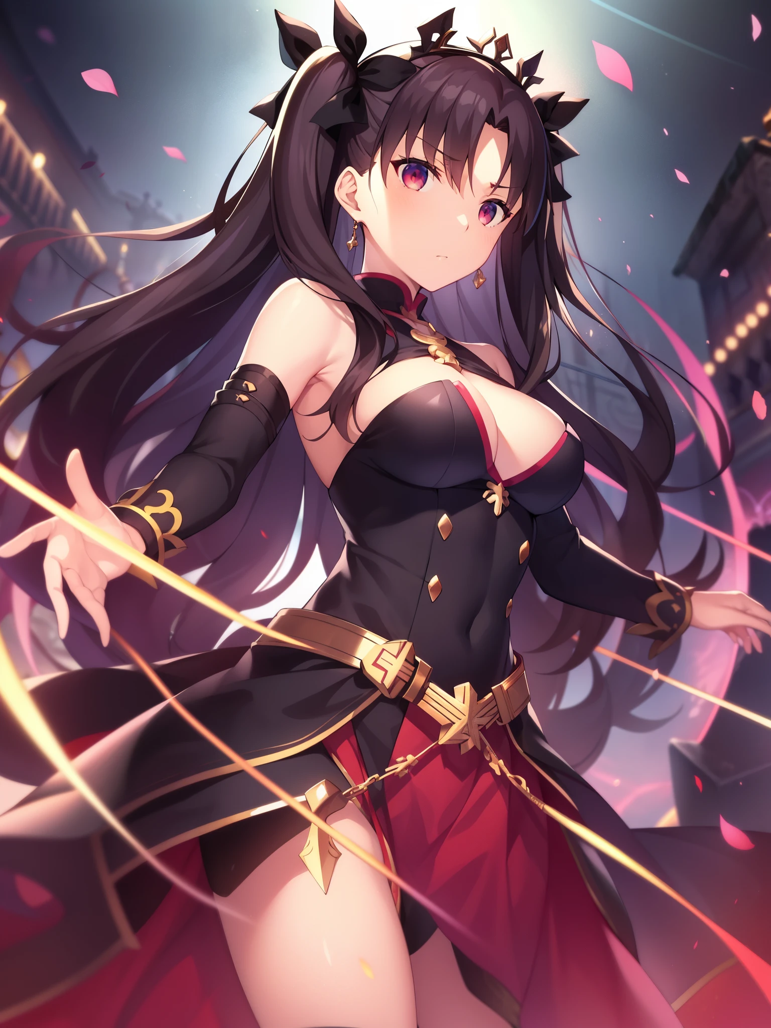 Countless magic circles、Countless magic circles、Fate/stay Night、Fate/Grand/Order、Tohsaka　Rin、Ishtar、Ereshkigal、black hair、twin tails、black ribbon、red eyes、magician、Use of five elements（average one）、Magic Circuitのタトゥー、Magic Circuit、、five rotating stars、The strongest counter dedicated to the five elements、jeweler、jewel magic、Holy Grail War、Ishtar、Ereshkigal、Red Devil、Tsundere、gund、Rune magic、Gem Sword Zelrich、Slash of Light、