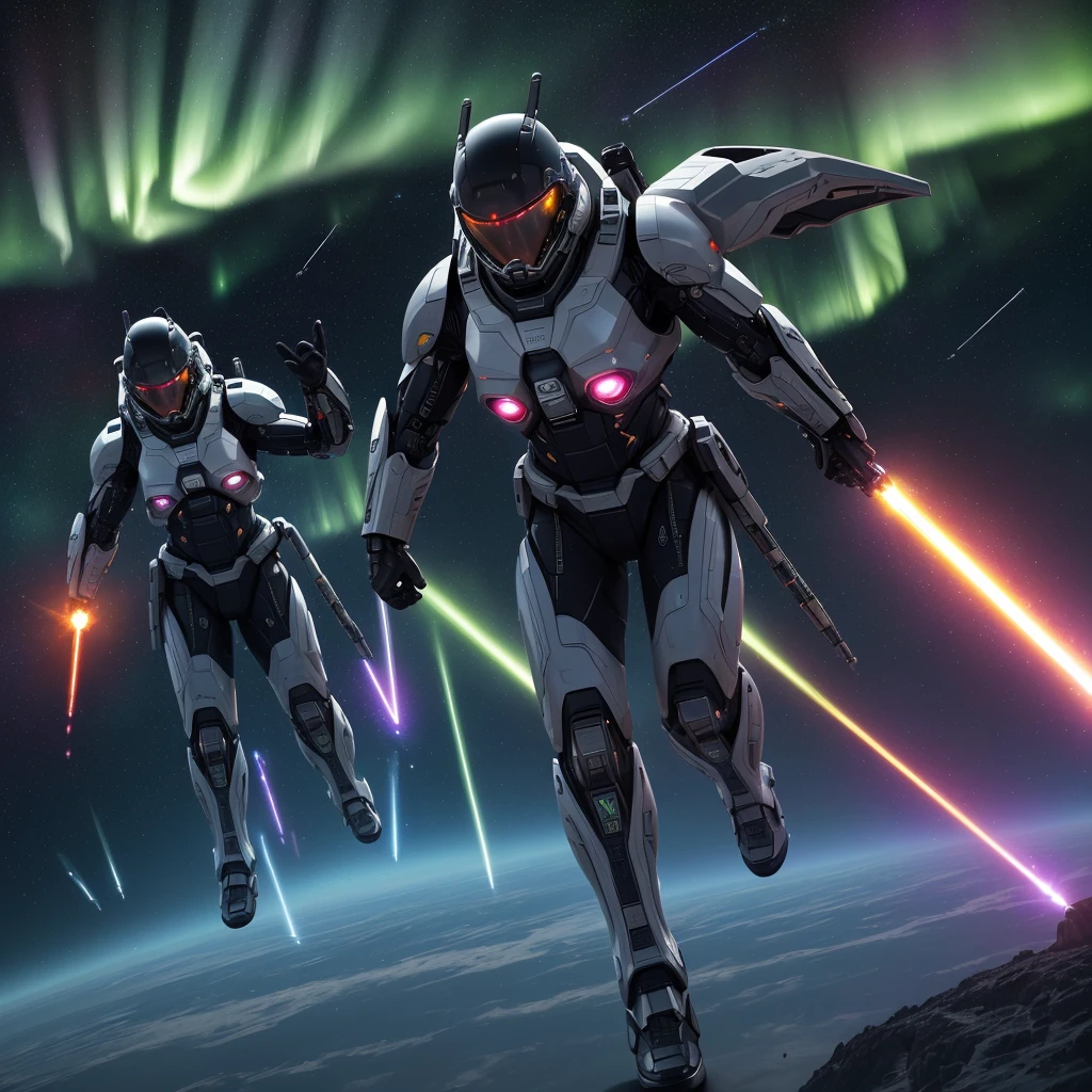 (best quality,4k,8k,highres,masterpiece:1.2),ultra-detailed,(realistic,photorealistic,photo-realistic:1.37),cyborg warriors,rocket engine flying broomsticks,explosions,lasers,intense,high drama,comical,deep space,action-packed,sci-fi atmosphere,futuristic technology,massive battle scene,starry background,endless expanse of stars,glowing nebulae,galactic war,highly detailed cyborg armor,sleek and metallic design,advanced weaponry,fast-paced movement,flying through space,energy beams,explosive blasts,dramatic poses,high-octane combat,cybernetic enhancements,visually stunning battles,colorful laser beams,powerful explosions,thrilling aerial acrobatics,fly in formation,electrifying energy trails,engaging and dynamic compositions,tense and suspenseful moments,comic relief,clever one-liners,interstellar clashes,otherworldly beings,impressive special effects,lluminating auroras,powerful cosmic energy,ethereal lighting effects,vibrant and saturated colors