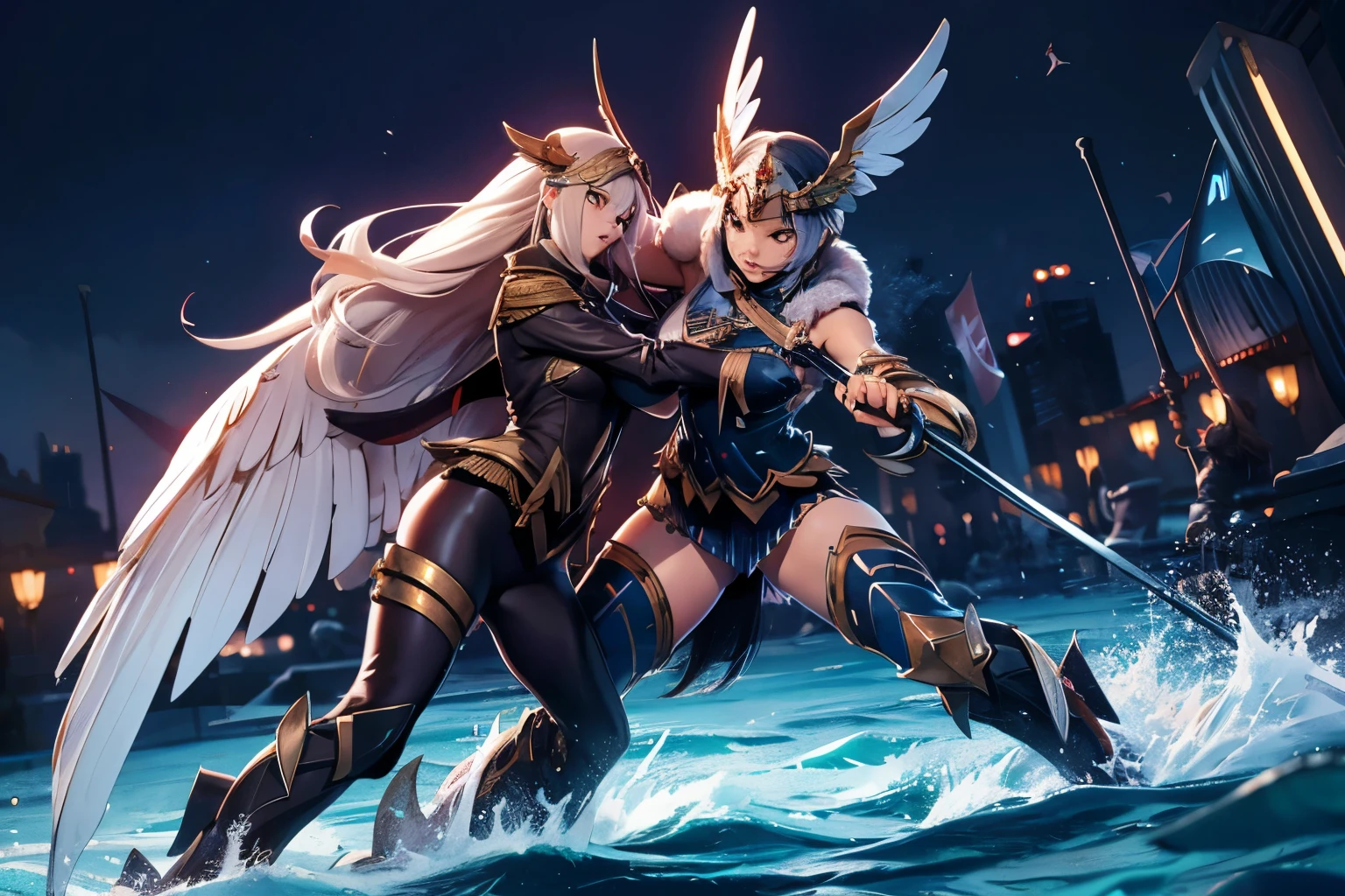 Wide Image, valkyrie, They are fighting fiercely.