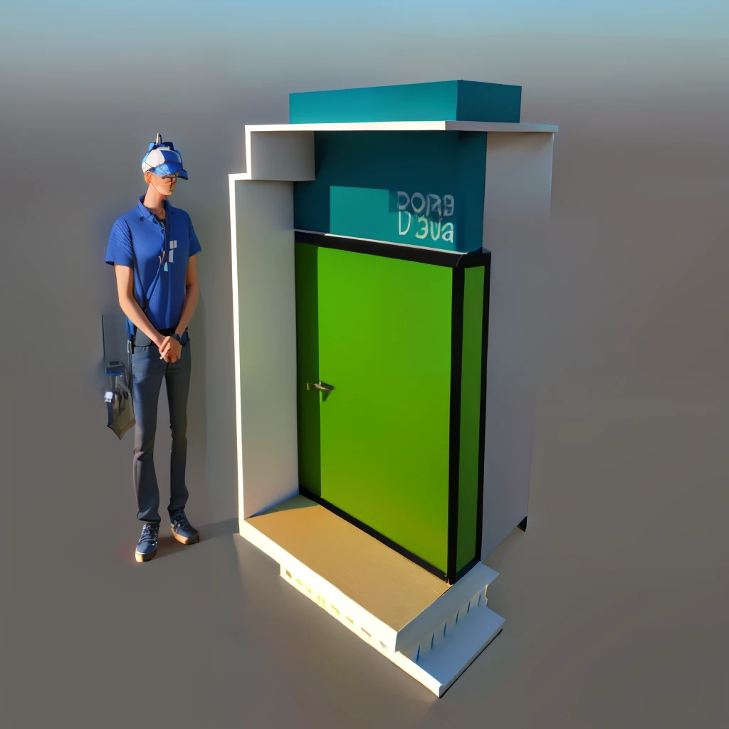 a close up of a person standing in front of a small building, 3d finalrender, 3 d finalrender, rendered 3d model, render 3 d, 3d final render, a 3D render, 3 d renders, 3d rendered model, 3 drender, detail render, 3 - d render, 3d-render, finalrender, 3 d render