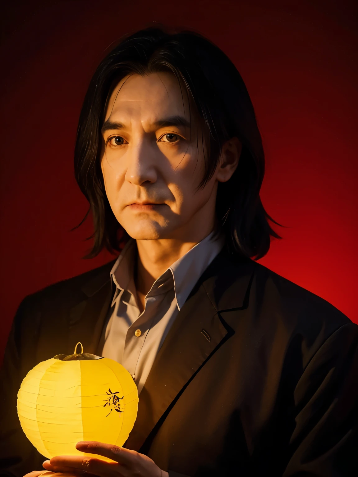 Professor Severus Snape，Chinese lantern，The background is a Chinese dragon，grace，Exquisite，meticulous portrait