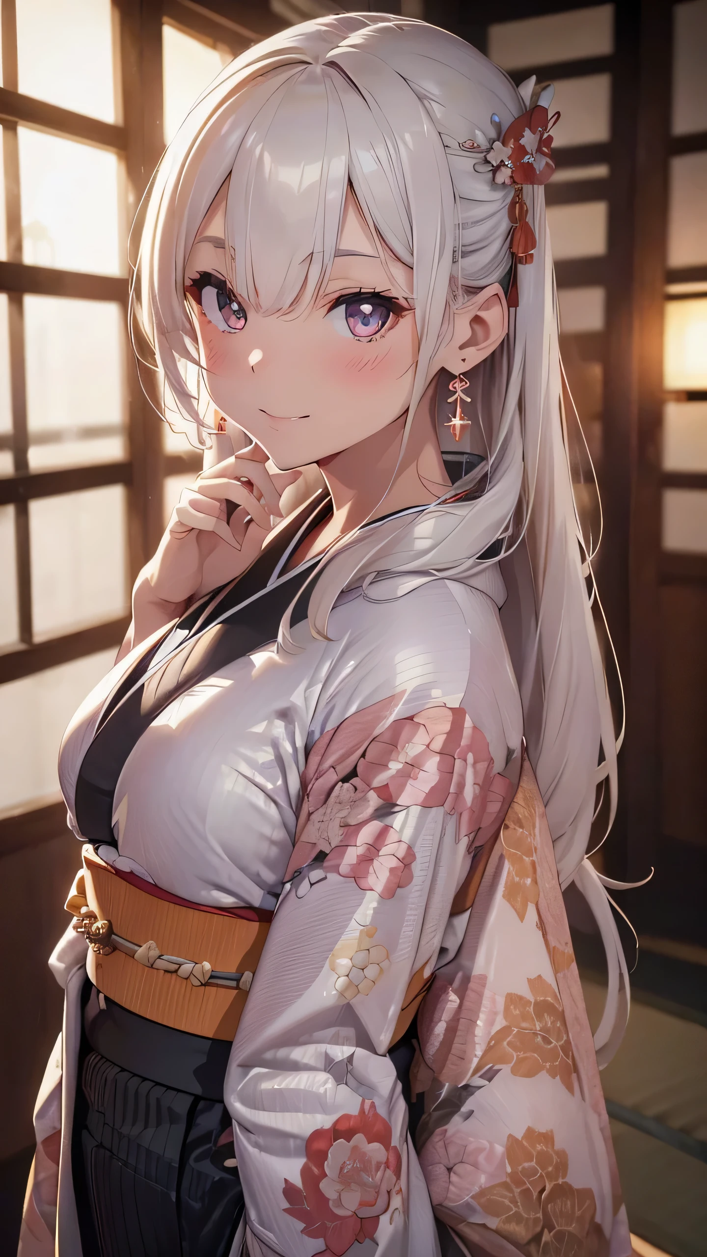 hair ornament, very long hair, japanese clothes, professional artwork, Intricate Details, field of view, sharp focus, detailed painting, photorealistic lighting, trending on pixiv, Standing at attention, ((large breasts:1,3)), Beautiful body,Beautiful Nose,Beautiful character design, perfect eyes, perfect face, looking at viewer, proper clothes,official art,extremely detailed CG unity 8k wallpaper, perfect lighting,Colorful, Bright_Front_face_Lighting, (masterpiece:1.0),(best_quality:1.0), ultra high res,4K,ultra-detailed, photography, 8K, HDR, highres, absurdres:1.2, Kodak portra 400, film grain, blurry background, bokeh:1.2, lens flare, (vibrant_color:1.2), shikkoku_yorihime, (seductive look), ((looking at viewer, front body))