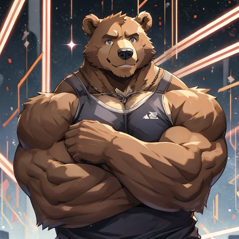 brown bear,A shy smile,strong,Show your muscles,data background