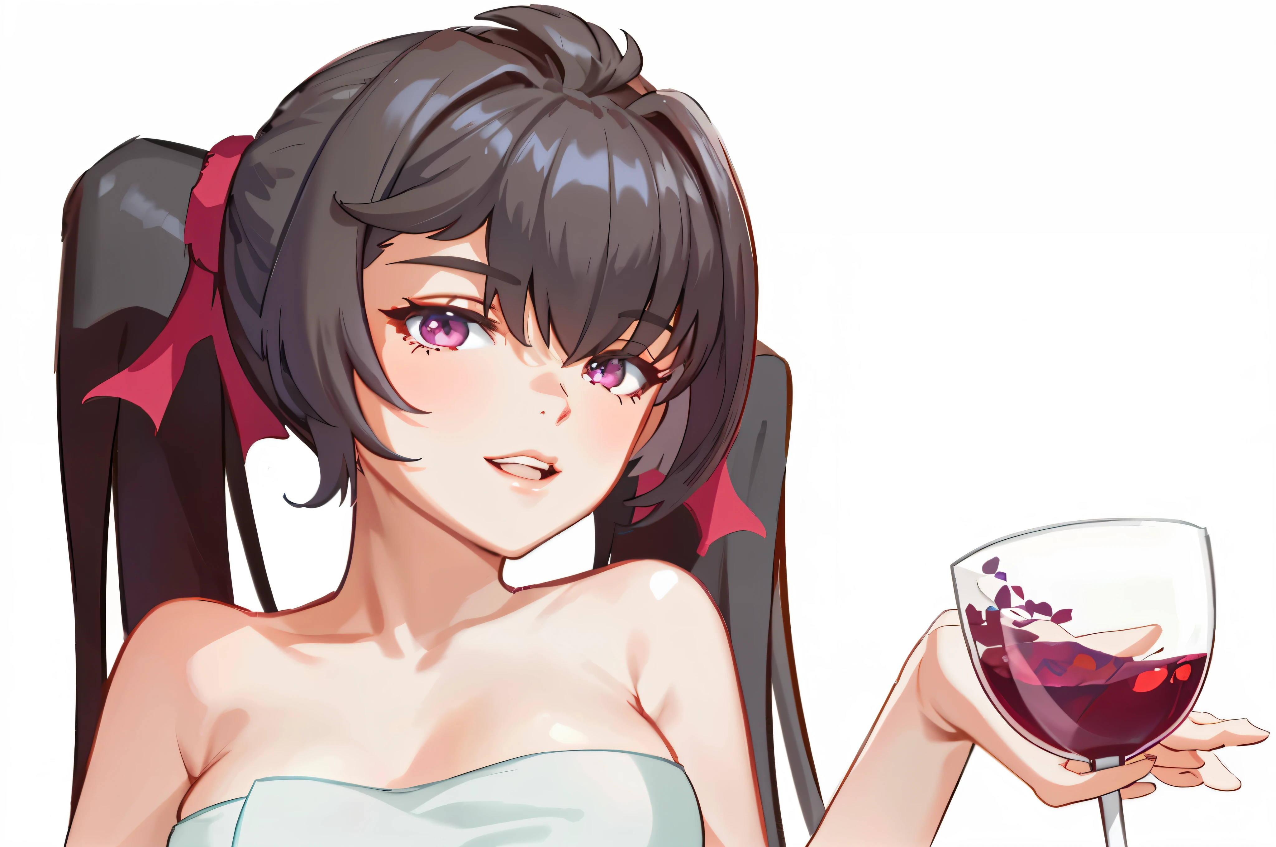 avatar，Mature ladies，best quality, 4k wallpaper, masterpiece, unified 8k wallpaper, extremely detailed eyes, super detailed, intricate details, 1 girl,brown hair,sitting position，Put on a white bath towel，Holding a wine glass，Detail optimization，clear lines，