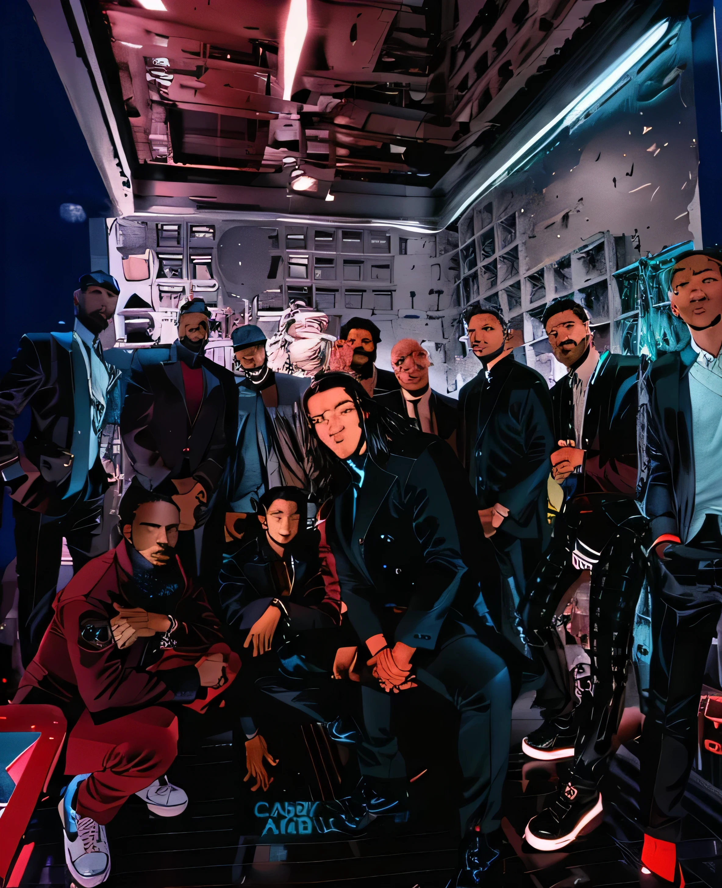 There were many men in the room posing for pictures, Instagram Stories, looking confident, group picture, Edited, snapchat photo, Shot with iPhone 1 3 Pro, Shot with iPhone 1 3 Pro max, looking aside, Highly aesthetic, for gq, band, A group of people in a dark room, chillin at the club together, 2 0 0 0 photos