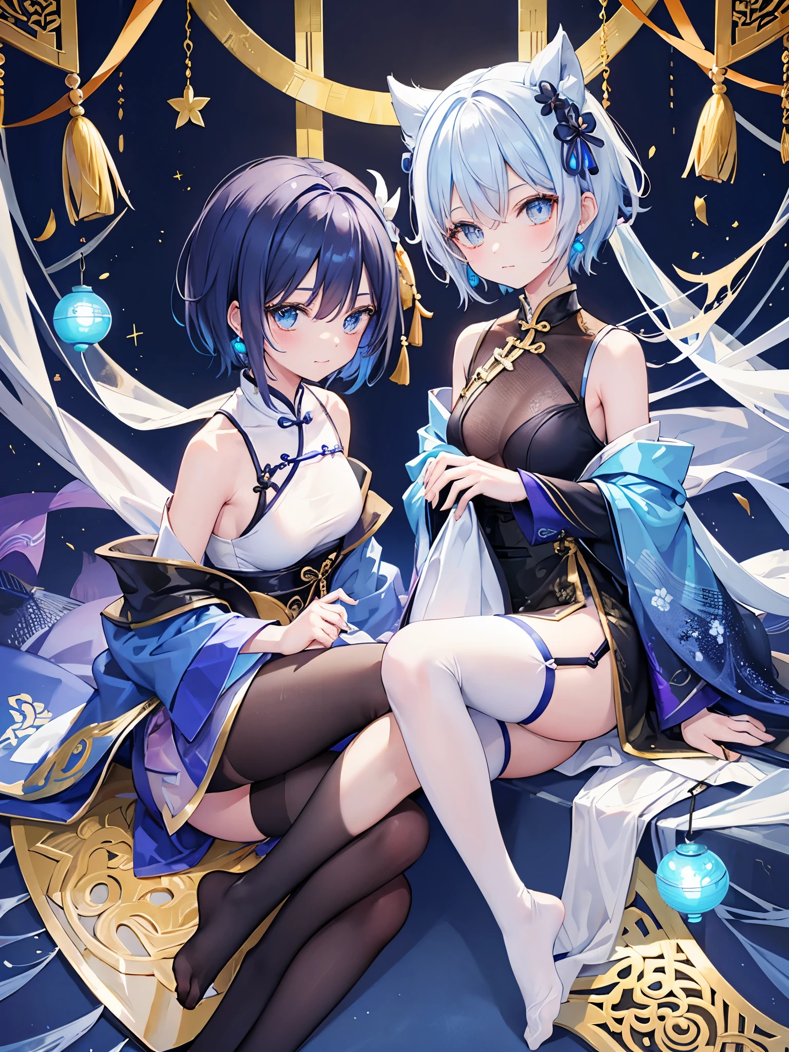 masterpiece，best quality，Idol，Castle in the Sky，Genting，sunglasses，Pure white background，Delicate face，Handsome short hair，Smile，whole body，Perfect body proportions，Sparkling eyes，Flower petals rain，Sexy，transparent，High heel，Fishnet stockings，Star decoration