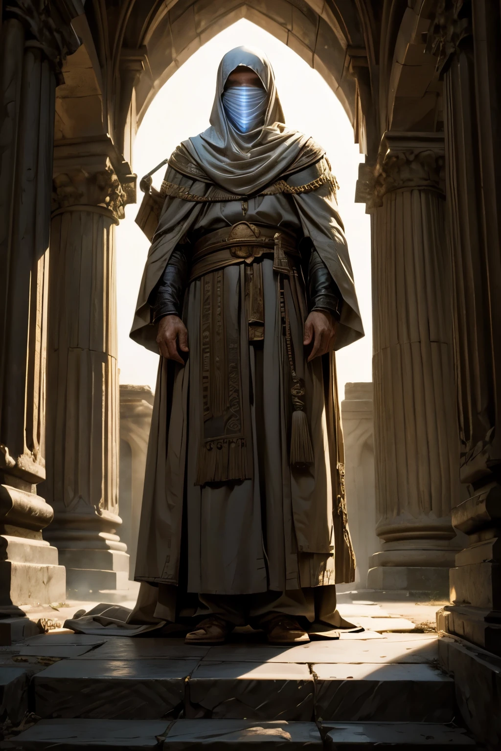 The ancients Religious Man light faces covered head covered, hidden