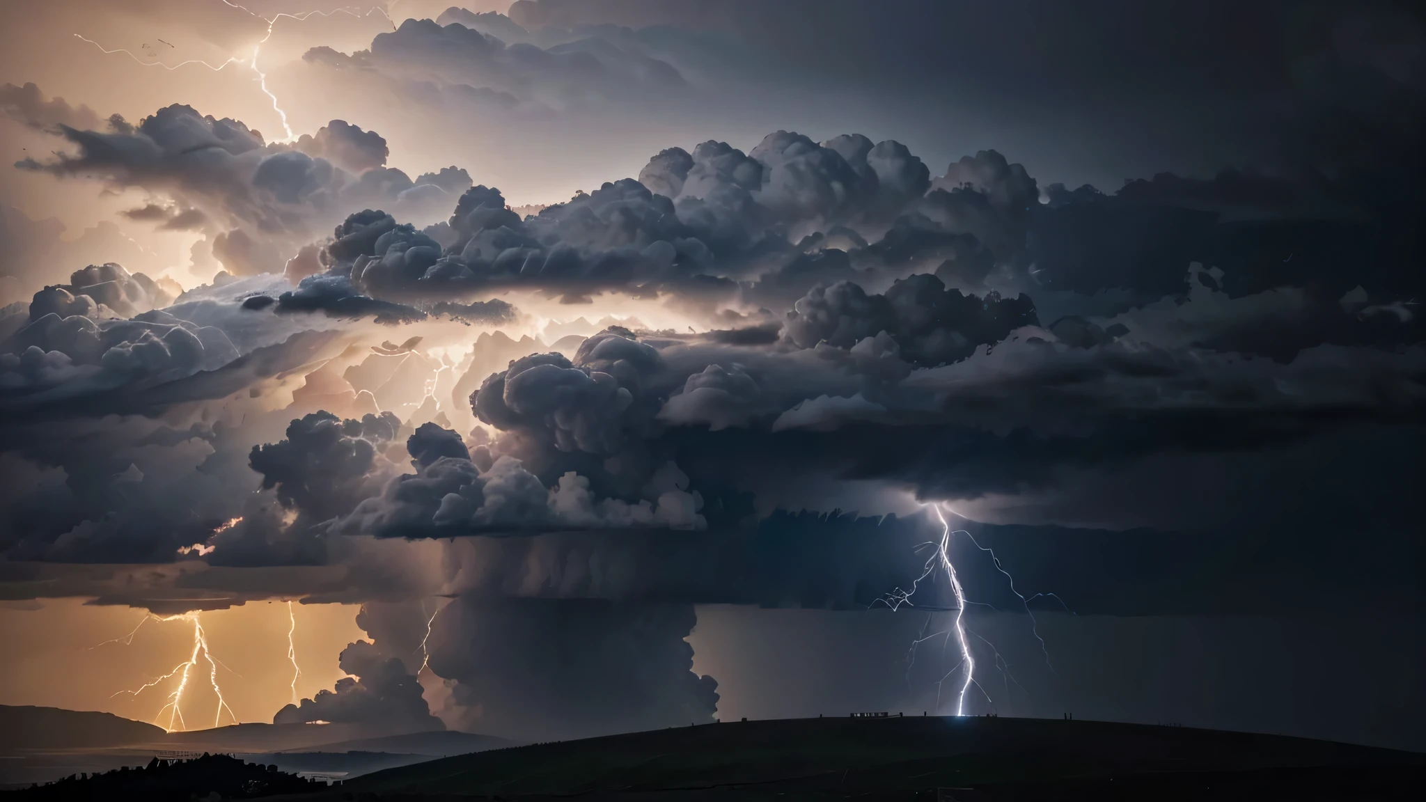 Zeus mitologia grega, Zeus de corpo inteiro, Zeus levitating in the sky with storm clouds, Zeus no meio das nuvens, Zeus realista, zeus no meio dos raios fortes, Tom de pele de Zeus refletido nas nuvens, tom de pele azulado, raios nos olhos , Olhos fortes e brilhantes, forte brilho nos olhos, Zeus with a golden crown on his head, Deus grego Zeus, Corpo musculoso de Zeus, electrical discharges coming from your eyes, lightning coming out of his eyes, Zeus releasing lightning from his hands, strong electrical discharges coming out of his hands, Nuvens de tempestade ao fundo, lightning coming out of the clouds, storm clouds with lots of lightning, storm clouds with strong lightning, Lots of lightning and lightning in the background, relâmpagos e lightning coming out of the clouds, strong electrical discharges, Nuvens escuras, fundo escuro, Imagem Ultra HD