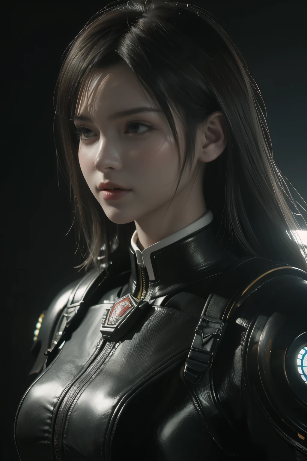 Game art，The best picture quality，Highest resolution，8K，(A bust photograph)，(Portrait)，(Head close-up)，(Rule of thirds)，Unreal Engine 5 rendering works， (The Girl of the Future)，(Female Warrior)， 
20岁少女，An eye rich in detail，(Big breasts)，优雅高贵，冷漠，勇敢的，
（A futuristic combat suit with medieval style，A beautifully patterned badge，Joint Armor，Extremely rich detail of armor，Mysterious light），Sci-fi characters，Warrior，

拍照姿势，简单背景，Movie lights，Ray tracing，Game CG，((3D Unreal Engine))，oc渲染反射纹