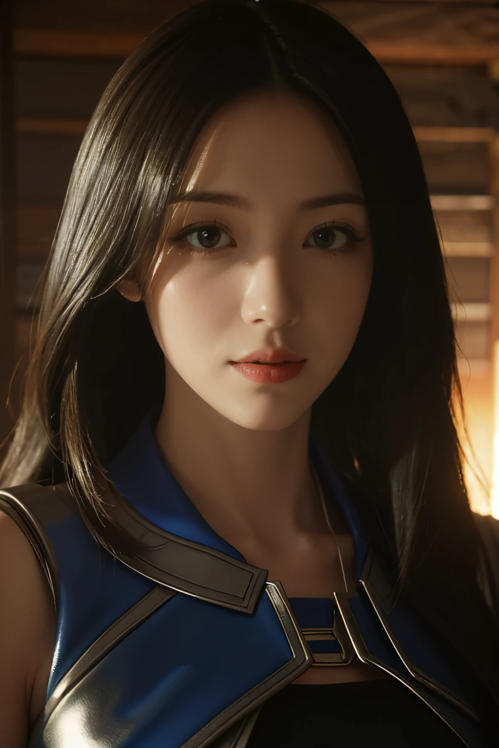 Game art，The best picture quality，Highest resolution，8K，(A bust photograph)，(Portrait)，(Head close-up)，(Rule of thirds)，Unreal Engine 5 rendering works， (The Girl of the Future)，(Female Warrior)， 
20岁少女，An eye rich in detail，(Big breasts)，优雅高贵，冷漠，勇敢的，
（A futuristic combat suit with medieval style，A beautifully patterned badge，Joint Armor，Extremely rich detail of armor，Mysterious light），Sci-fi characters，Warrior，

拍照姿势，简单背景，Movie lights，Ray tracing，Game CG，((3D Unreal Engine))，oc渲染反射纹