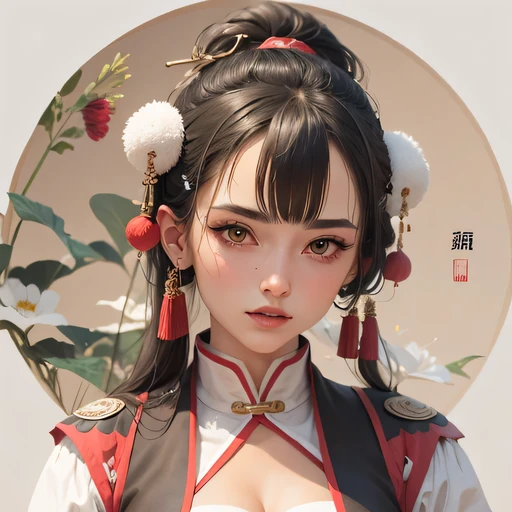 close up,female Taoist seal,side,Ancient painting texture,air bangs