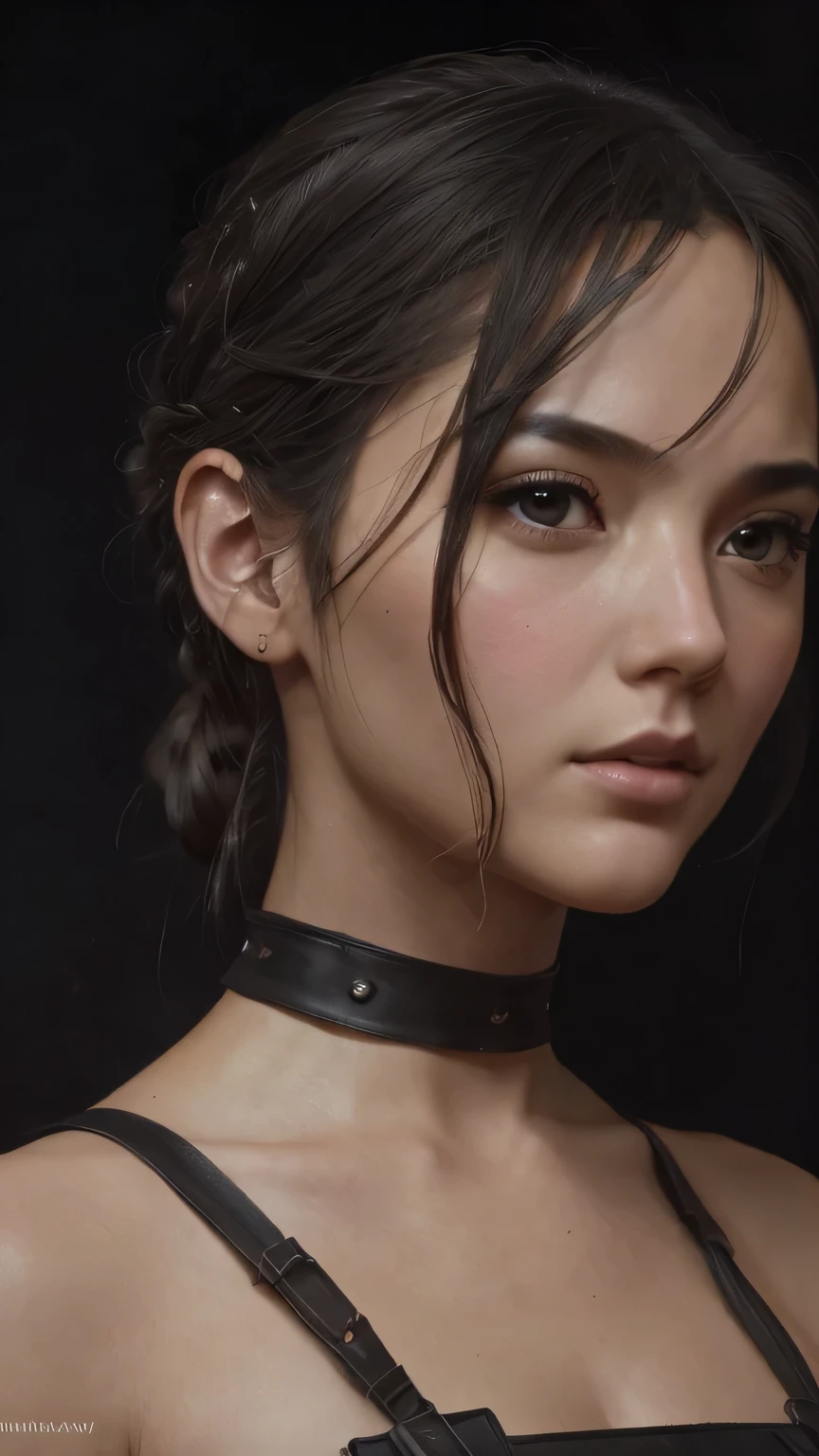 ((black background))、(model shooting style), (Highly detailed CG Unity 8K wallpaper), (world portraits'The most beautiful artwork), (Medieval dresses), Professional majestic oil painting by Ed Blinky, liver gailan, Studio Ghibli, Author Jeremy Mann, Greg Mantis, Antonio Moro, Trends in Artstation, trending on cgsociety, Complex, high detail, sharp focus, dramatic, Realistic Painting Art by Midjourney and Greg Rutkowski、masterpiece, 最high quality, high quality, High resolution、(close up of face), ((black background))