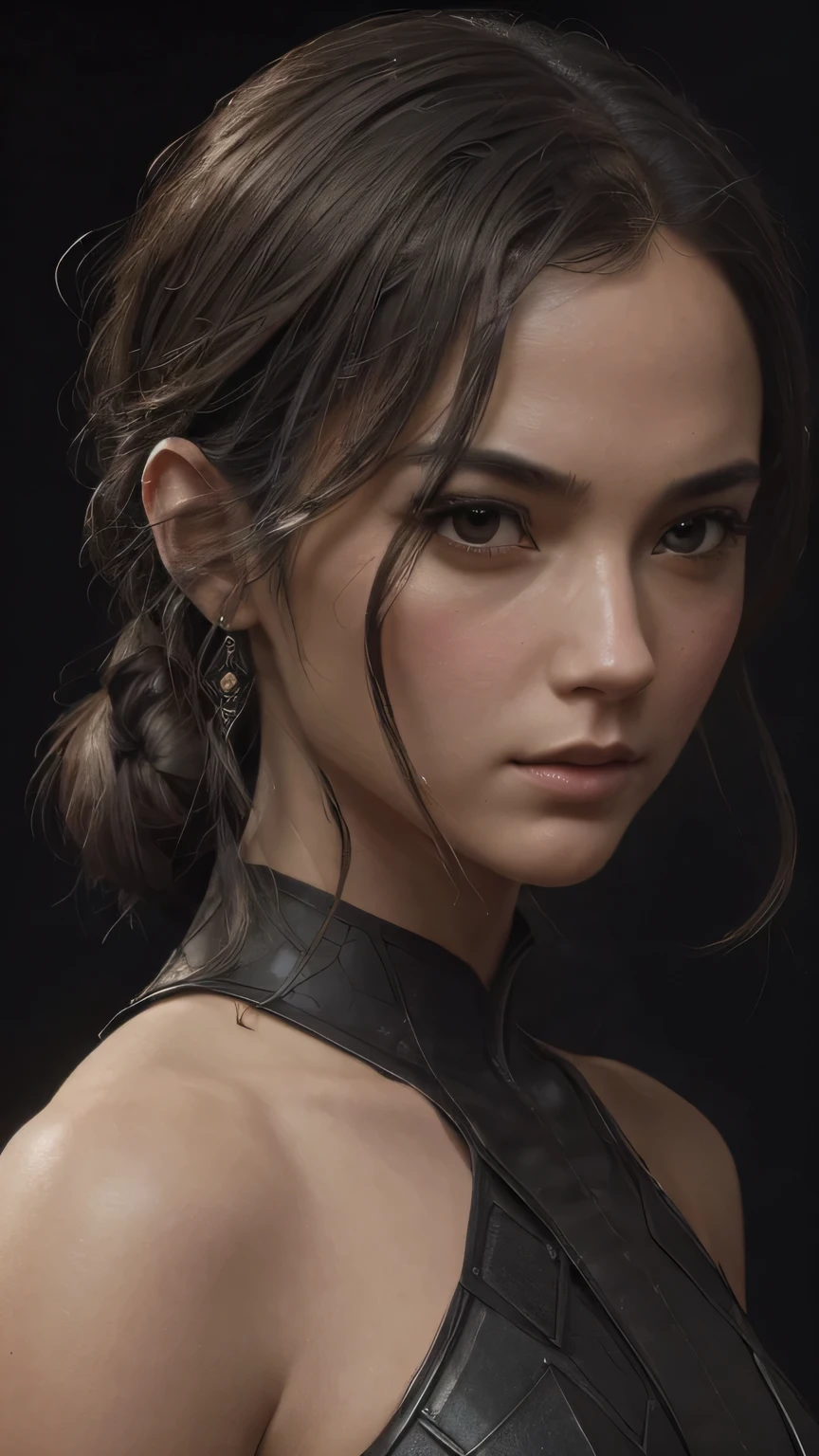 ((black background))、(model shooting style), (Highly detailed CG Unity 8K wallpaper), (world portraits'The most beautiful artwork), (medieval armor), Professional majestic oil painting by Ed Blinky, liver gailan, Studio Ghibli, Author Jeremy Mann, Greg Mantis, Antonio Moro, Trends in Artstation, trending on cgsociety, Complex, high detail, sharp focus, dramatic, Realistic Painting Art by Midjourney and Greg Rutkowski、masterpiece, 最high quality, high quality, High resolution、(close up of face), ((black background))