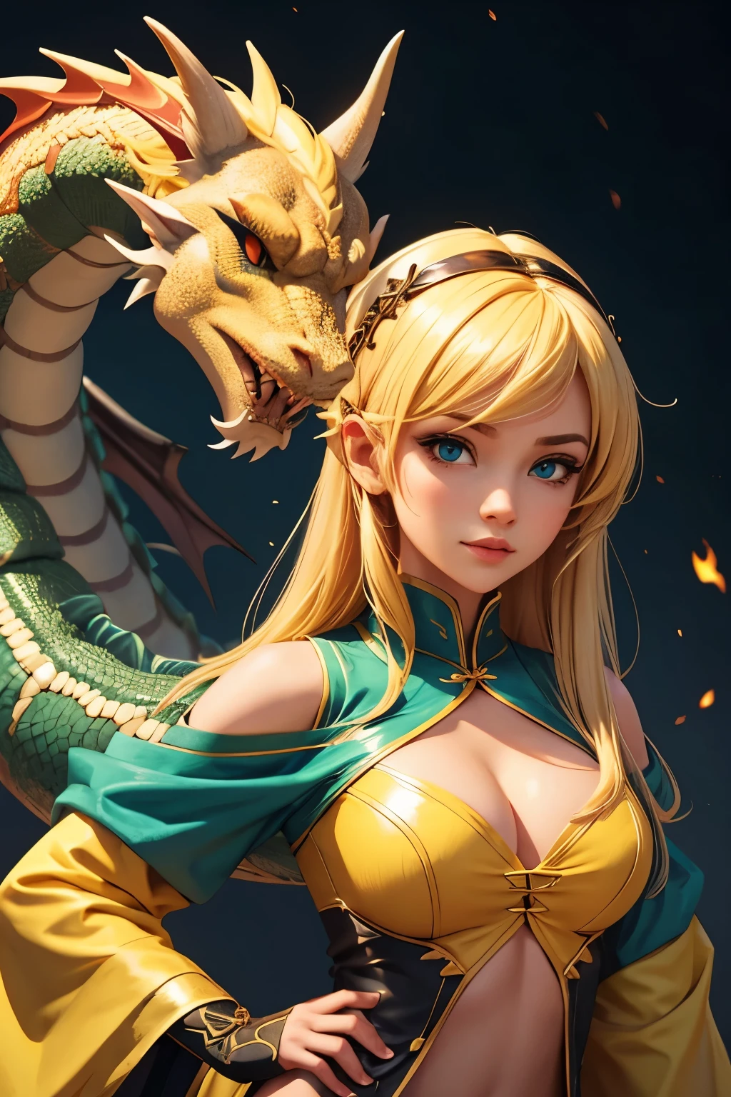 cute dragon girl with blond hair