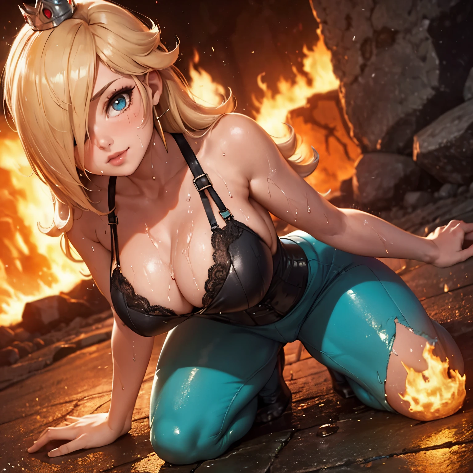 Rosalina, tits, ((tits view)), ((tits frontal view)), ((first person view of tits)), ((tits resting completely on the floor with lava)), ((tits in titfuck position)), tits in first person, very hot cleavage, titfuck pose, titfuck pose, titjob pose, boobjob pose, Tit in titfuck position, tit in first person, very hot cleavage, titfuck pose, titjob pose, boobjob pose, cleavage front view, very big cleavage, very big tits, tight tits in lingerie about to pop out of corset, very sexy corset, very hot corset. Hot cleavage, frontal view of the tits, Tits in close-up, hot provocative tits, very hot cleavage, only her, 1 girl, titfuck pose, titfuck position, titfuck view, blue corset, crown, crown visible, wet, covered nipples, sweet smile, into the volcano, lava background, burned on the lava, burning on the lava, her tits burning from the lava, sweaty tits, sweaty, very hot environment, very high temperature, in a volcano, Tits covered with lava, tits in the lava, burning in The lava, Tits resting on the lava while they burn, Tits with a lot of sweat, very wet tits, tits soaked in lava, hot lava touching and wetting her tits, burning tits, very sweaty tits, A river of lava under her tits begins to burn her lingerie, her tits are smoldering and burning, her tits are reddened from the heat of the lava and magma running across the floor and reaching her tits, Tits on the ground, resting on the liquid lava, HD, high definition, high quality, 8k, 4k.
