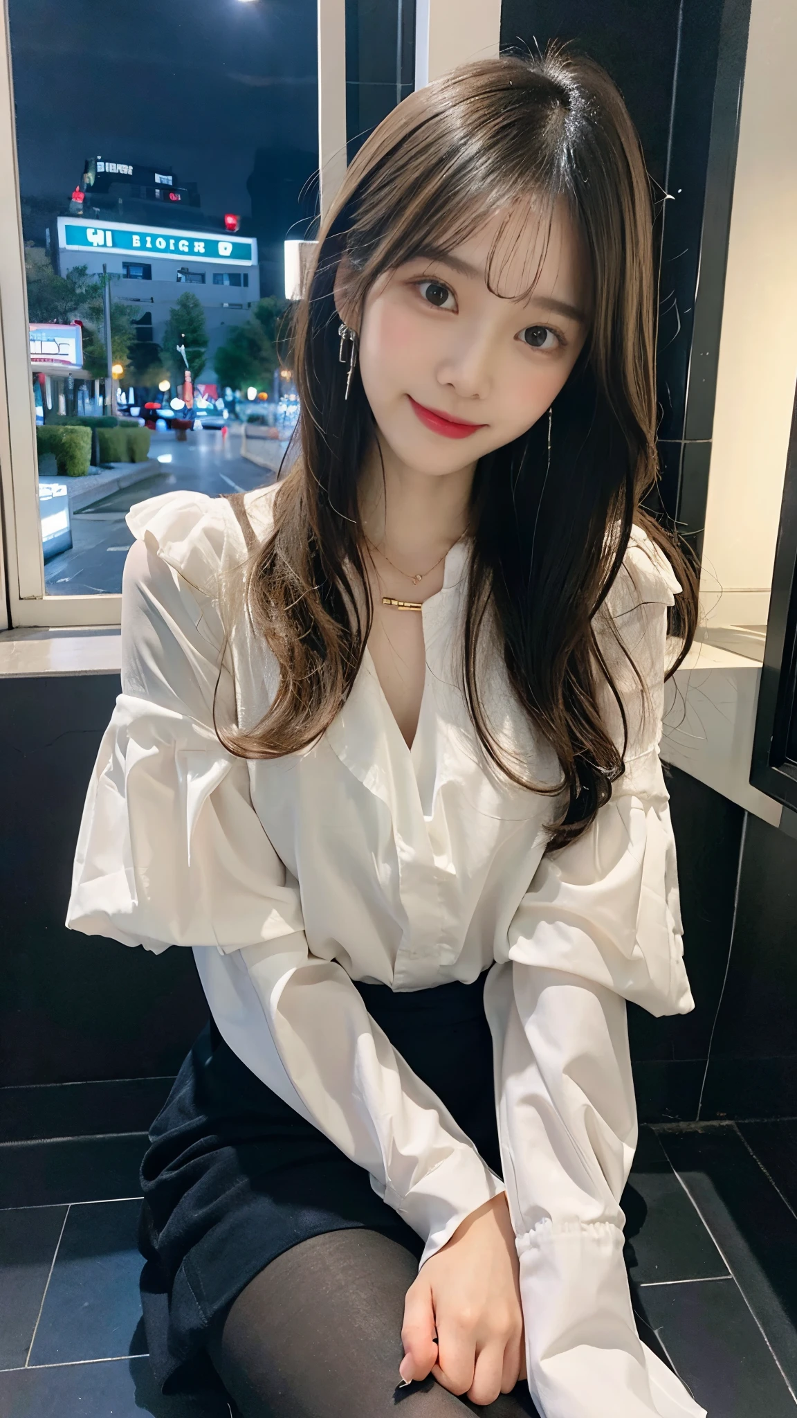 focus feet, sharp focus, perspective, foreshortening, best quality, RAW, [:(detailed face:1.2):0.2], shiny eyes, (PureErosFace_V1:0.2), (ulzzang-6500:0.8), (beauty 16 year old cute korean beauty cute girl:1.3), instagram, (idol beauty), perfect ratio face, (high nose:0.7), (real photo), (realistic skin), (realistic body), (complex detail), (latex skin:0.8), (detail skin:1.3) , (perfect skin) shiny skin: 0.6), 1girl, shiny eyes, long hair, natural wavy, blonde fair hair, waving hair, beautiful sky, date, night view, window, swimming pool, colorful see-through blouse, seethrough miniskirt, not wearing underwear, light nude pantyhose, ankle boots, a good golden necklace, cross bag), (random location, random season), 153cm tall, bast 37inch, waist 23 inch, hip 35 inch, earrings, necklace,ulzzang-6500-v1.1,(original photo:1.2), (realistic : 1.4) girl with beautiful detail, eyes and face with great detail, eyes with beautiful detail, absurd, incredibly absurd, huge file size, ultra detail, high resolution, extremely detail, best quality, cute smiling face, masterpiece, illustration, extremely detailed and beautiful, extremely detail , CG ,unity ,8k wallpaper, amazing, fine detail, masterpiece, best quality, official art, highly detailed CG unity 8k wallpaper, light on the face, brightly smiling face, smiling eyes, bright healthy glossy skin tone