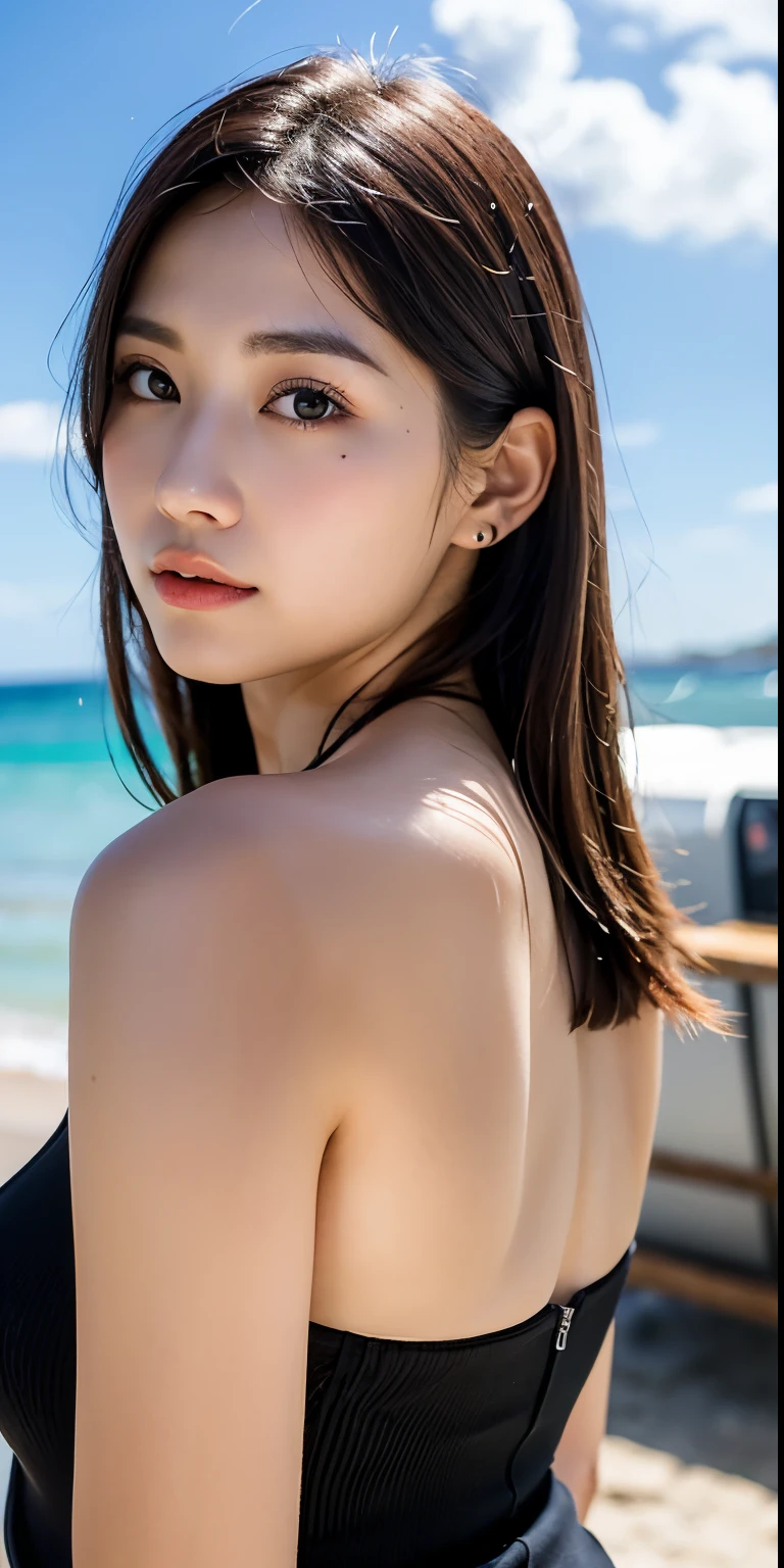 beach,极多suckers,suckers,office culture,Photo library,Upper body close-up,A girl who dresses extremely conservatively and is the most beautiful girl here,The picture is extremely realistic,(Extremely detailed),Add details,再Add details,(Very realistic skin texture),Increased skin texture,Sunlight shines,,The picture is extremely three-dimensional,hair enhancement。suckers