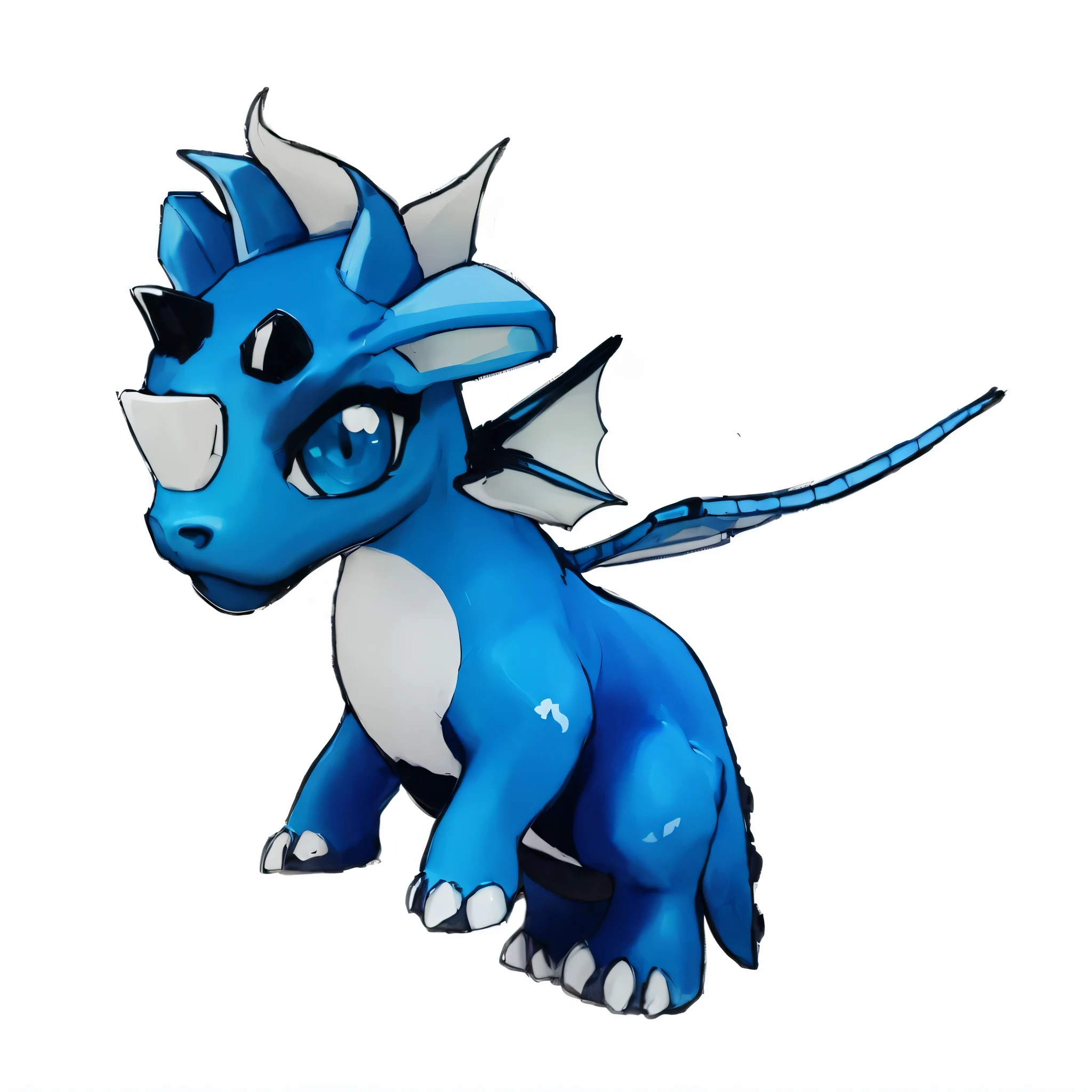 ((best quality)), ((masterpiece)), (detailed), Close up of blue and white dragon on black background, a cute little blue dragon, blue dragon, blue scale dragon, iron, Cute little dragon, Dralon, high resolution
