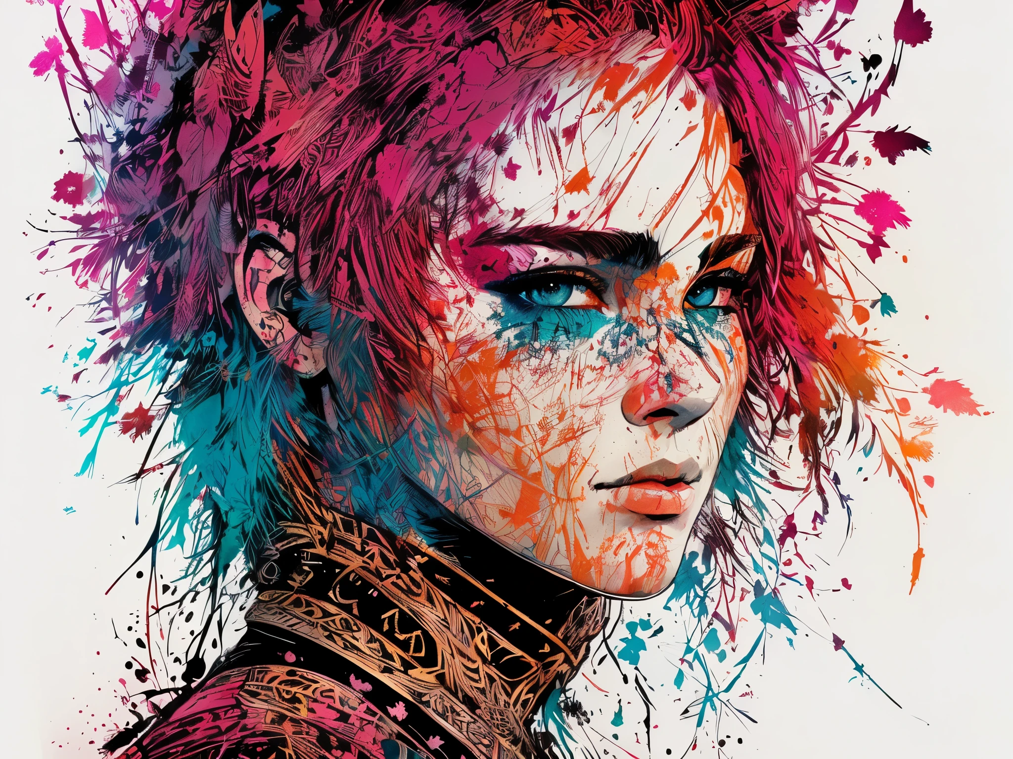 Agnes Cecile's man, luminous design, pastel colors, ink drops, autumn lights