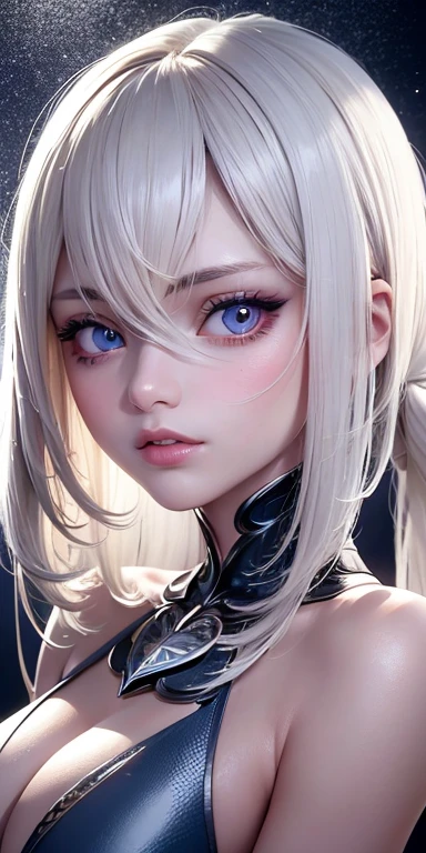 anime style、one person１８Beautiful woman of age、Moisturizing and beautiful eyes、ciri、picture、androgynous hunnuman、oval jaw、delicate features、beautiful expression、beautiful blonde hair、long bangs、long ponytail、Blue eyes with a beautiful glow、LDS Art,Fashion model 25 years old、[[[[Close-up]]]]、[[[[chest]]]]、[[[[head]]]]、[[[[shoulder]]]]、perfect eyes、Perfect iris、perfect lips、perfect teeth、perfect skin、soft front light、glow、HDR、(calm color 1.2)