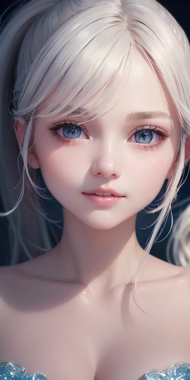 one person１８Beautiful woman of age、Moisturizing and beautiful eyes、ciri、picture、oval jaw、delicate features、beautiful expression、beautiful blonde hair、long bangs、long ponytail、Blue eyes with a beautiful glow、LDS Art,Fashion model 25 years old、[[[[Close-up]]]]、[[[[chest]]]]、[[[[head]]]]、[[[[shoulder]]]]、perfect eyes、Perfect iris、perfect lips、perfect teeth、perfect skin、soft front light、glow、HDR、(calm color 1.2)