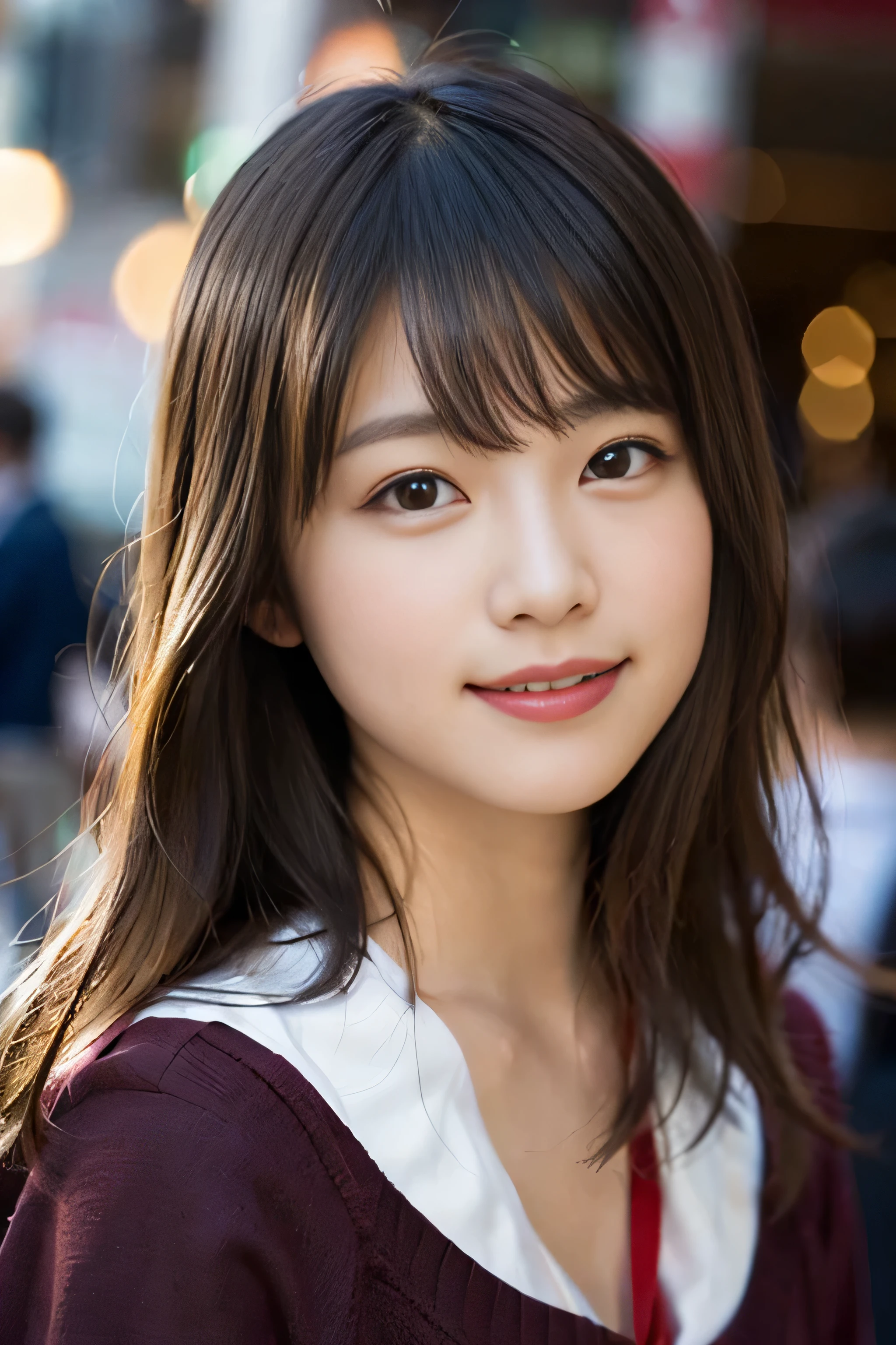 (8K、RAW photo、highest quality、masterpiece:1.2)、(realistic、Photoreal:1.37)、Super detailed、ultra high resolution、1 girl、see the beholder、beautiful and detailed face、laughter、narrow、(slim waist) :1.3)、beautiful and smooth skin、skin texture、floating hair、professional lighting、as a whole human body、long hair、blonde、Japanese high school uniform、sailor suit、admission、、bob hair、E cup、smile、、red ribbon、baby face、childish smile、no makeup、moisturizing lips、pale pink lips、Museum background