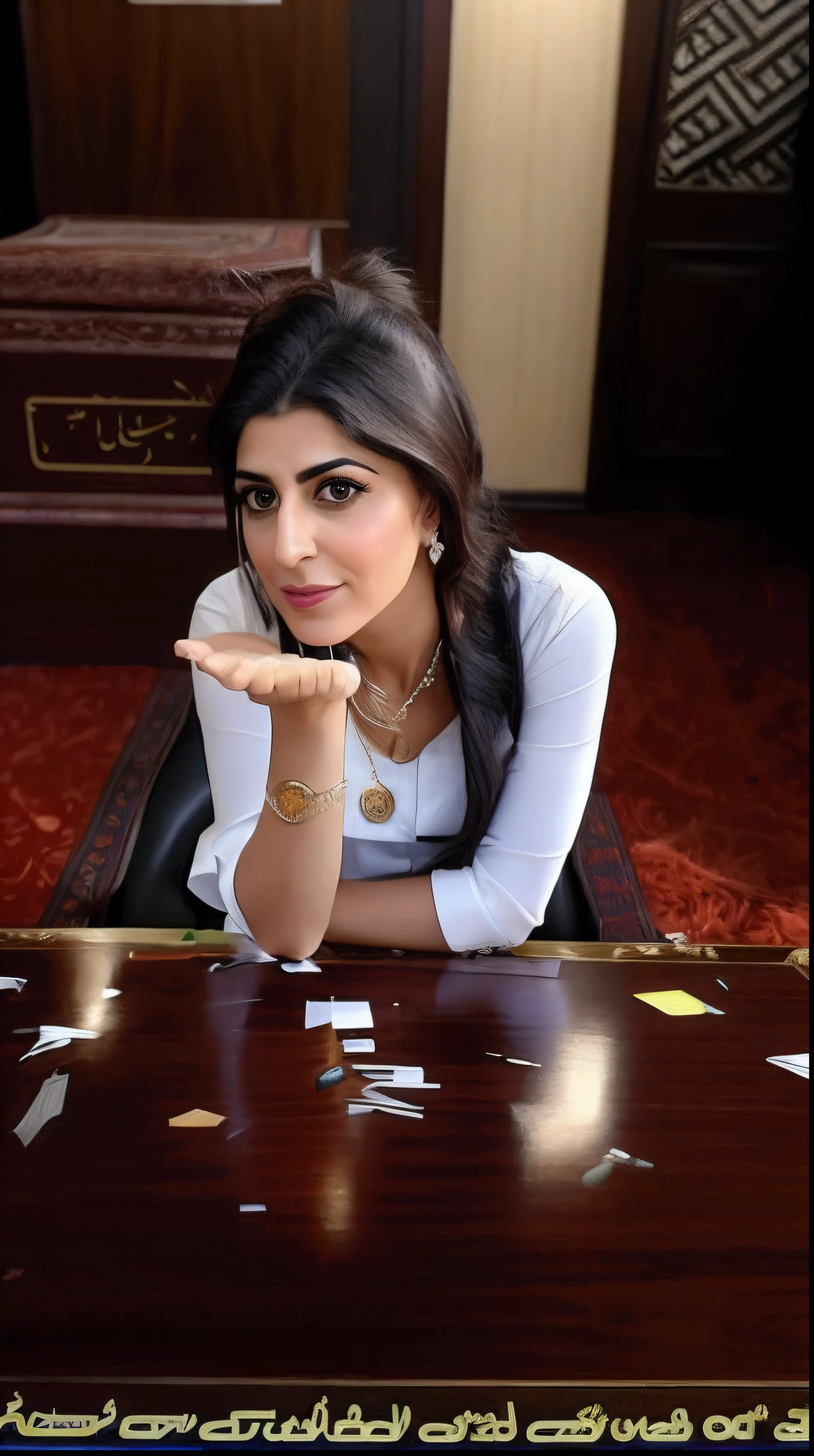 mulher arafa sentada em uma mesa com um desenho, advogado curdo, grego ameera al taweel, arab ameera al-taweel, meni chatzipanagiotou, imagem vazada, Parece Ebru Sahin, Eytan Zana, ameera al-taweel, linda mulher iraniana, por Alice Rahon