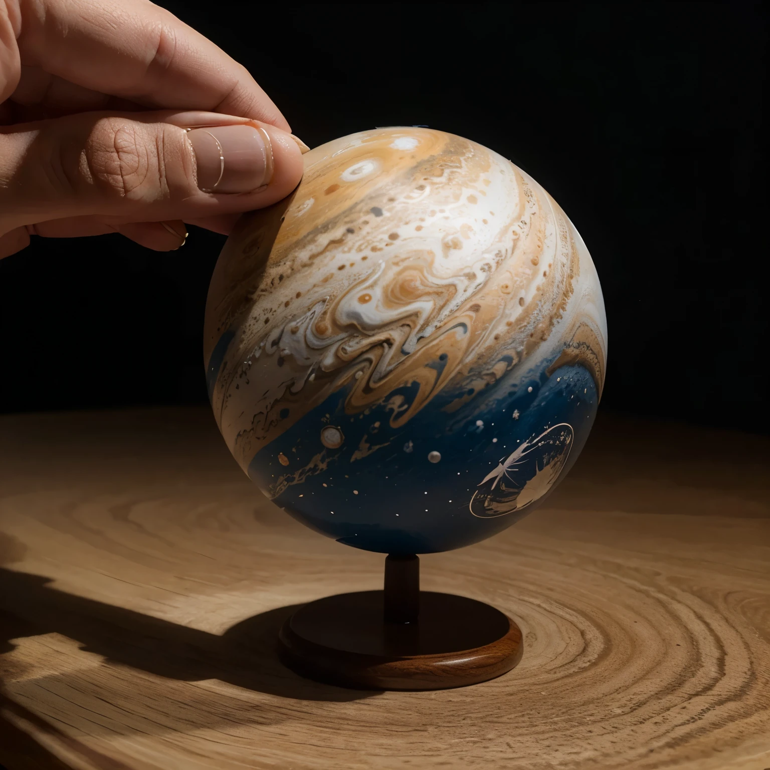 Create an image of Jupiter in the universe with little sleeping figurines