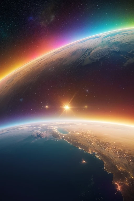 No people allowed、realistic宇宙の画像、High-quality images that allow you to feel the cosmic energy、light shines into the universe、A fantastic bright shine、Capture color details in selected stunning space-colored photos、 (realistic, photorealistic, RAW photo:1.4), octane rendering, Complex, (highest quality, masterpiece, Professional, 8k wallpaper:1.3)