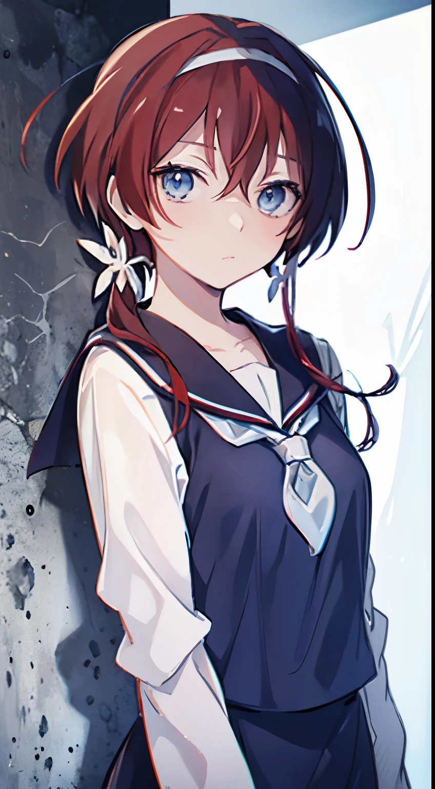 masutepiece, Best Quality, 超A high resolution, top-quality, Anime style, izumi kyouka, Red hair, blue eyes, uniform sailor, 16years