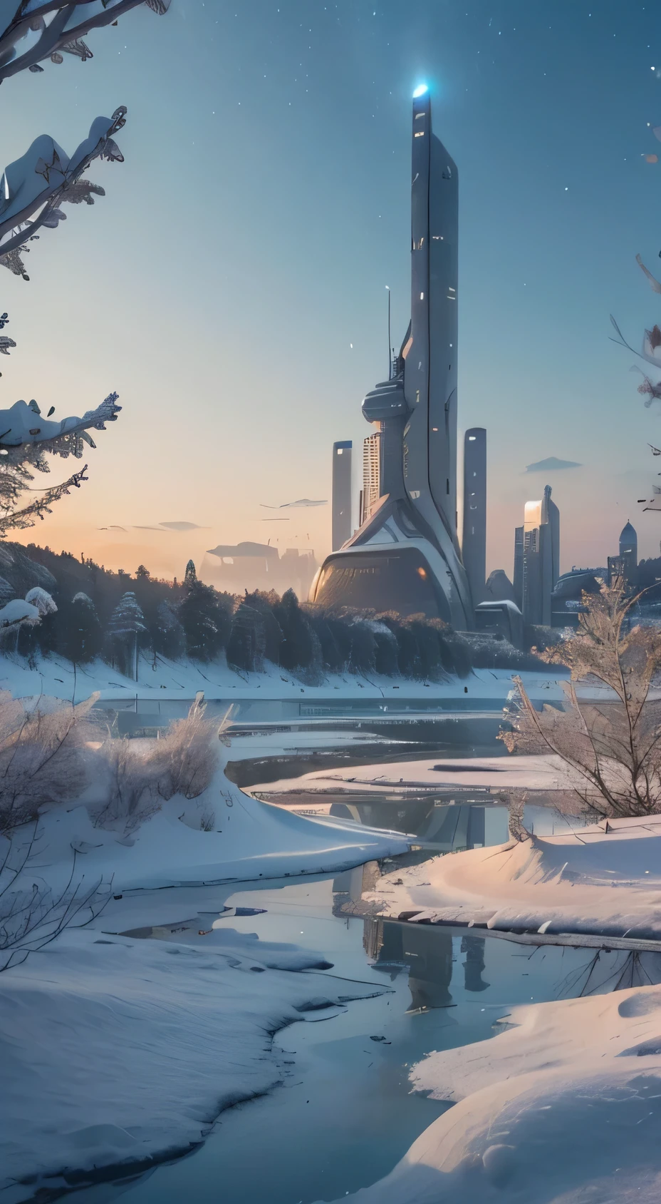 (Best quality,4K,8K,A high resolution,Masterpiece:1.2),Ultra-detailed,(Realistic,Photo realistic,photo-realistic:1.37),Futuristic floating cities ,Futuristic technology,Huge high-tech tablet platform, shaped platform,Floating in the turquoise water ,Futuristic city, small floating cities around,High-tech hemispherical platforms, city floating on huge lake , city on top of sea, yellow tones , multiple cities, birds eye view, floating city,, city mounted on platform, , ((highest quality, 8k, masterpiece, photorealism, RAW photo, highest quality)), snow and ice covered trees against night galaxy sky, sci fi city on titan landscape, super nova in sky, nebula yellow sky, sunny winter night starry, snowy trees, cannon snowy trees, winter snow, snow, pale as the first snow of winter, huge white tree in winter, hint of yellow, snowy winter, winter in snow, branches reach the sky, snow falls on trees and ground, seen from below, Cold snow, ultra-realistic, high definitionRealism, realistic photos, professional color correction, shot with Canon EOS 5D Mark IV , nebula sky, hi tech city on titan. yellow haze, yellow winter, lakes, futuristic cities floating on water,