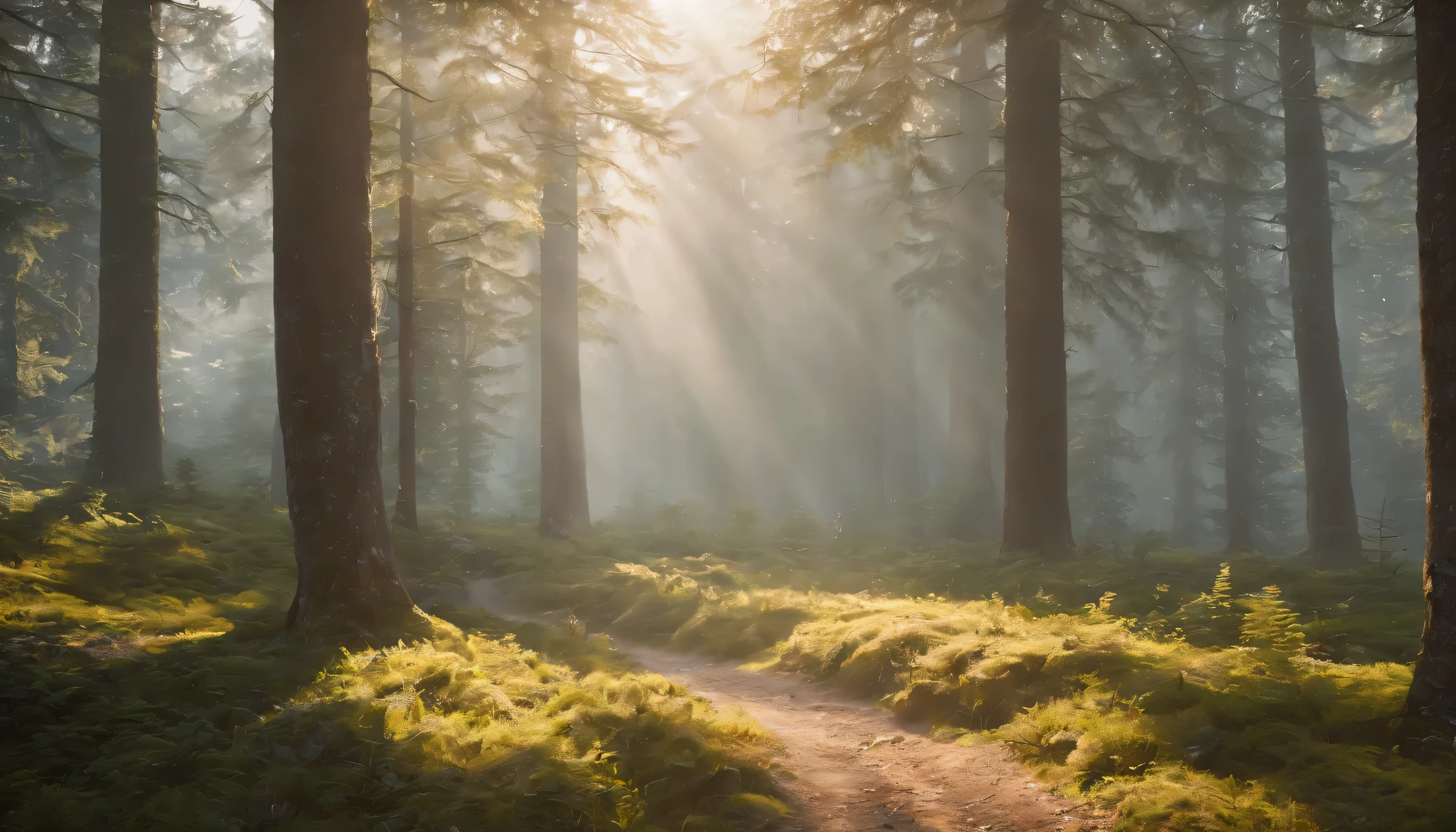 (Highly detailed CG Unity 8K wallpaper、masterpiece、highest quality、Super detailed)、(best lighting、best shadow、very delicate and beautiful)、highest quality、8K、Detailed facial depiction、masterpiece、highest quality、clear image quality、cold々Glowing cloudy trees in a beautiful forest々々Photo of