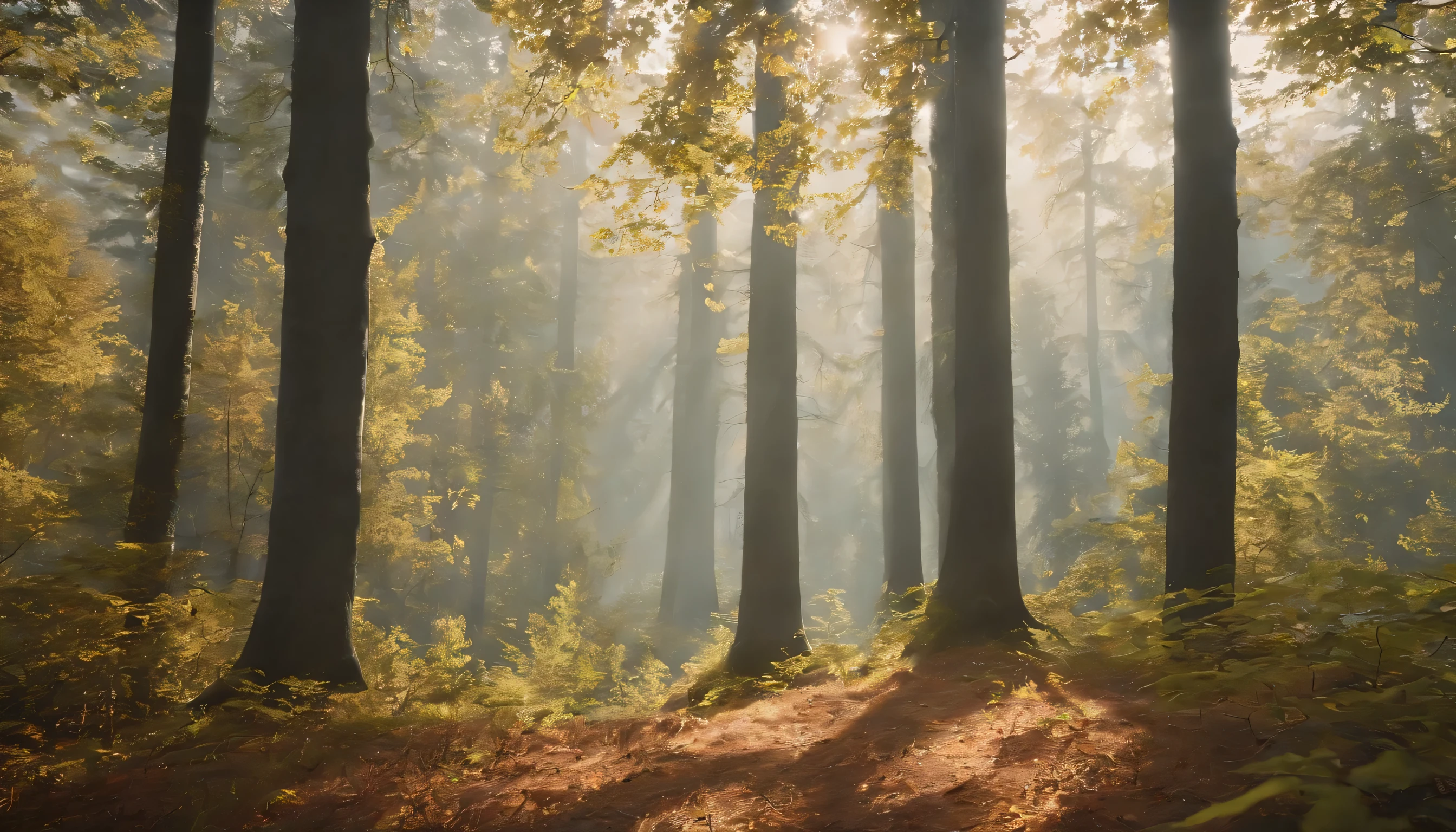 (Highly detailed CG Unity 8K wallpaper、masterpiece、highest quality、Super detailed)、(best lighting、best shadow、very delicate and beautiful)、highest quality、8K、Detailed facial depiction、masterpiece、highest quality、clear image quality、cold々Glowing cloudy trees in a beautiful forest々々Photo of