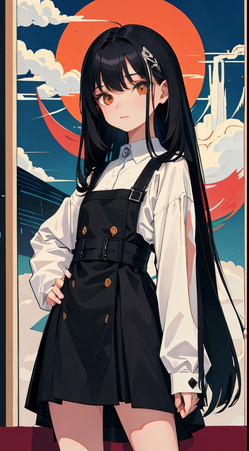 (short cute girl，small young student，young delicate girl）,（masterpiece，Top quality)，Houndtooth，long black hair，shoot from below