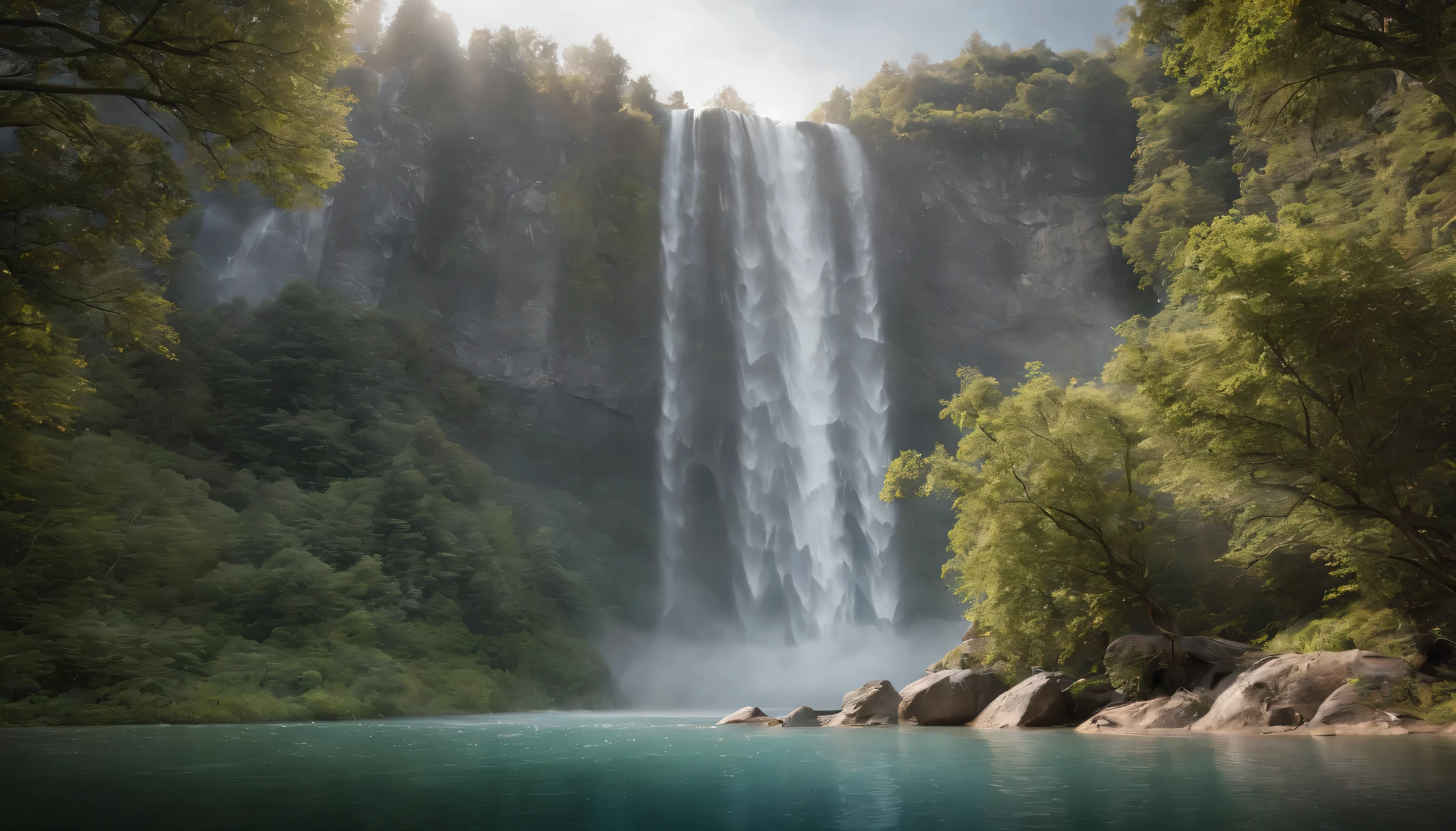 (Highly detailed CG Unity 8K wallpaper、masterpiece、highest quality、Super detailed)、(best lighting、best shadow、very delicate and beautiful)、highest quality、8K、Detailed facial depiction、masterpiece、highest quality、clear image quality、
Photo of a beautiful waterfall with sparkling ice crystals