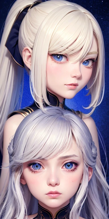 one person１８Beautiful woman of age、Moisturizing and beautiful eyes、ciri、picture、oval jaw、delicate features、beautiful expression、beautiful blonde hair、long bangs、long ponytail、Blue eyes with a beautiful glow、LDS Art,Fashion model 25 years old、[[[[Close-up]]]]、[[[[chest]]]]、[[[[head]]]]、[[[[shoulder]]]]、perfect eyes、Perfect iris、perfect lips、perfect teeth、perfect skin、soft front light、glow、HDR、(calm color 1.2)