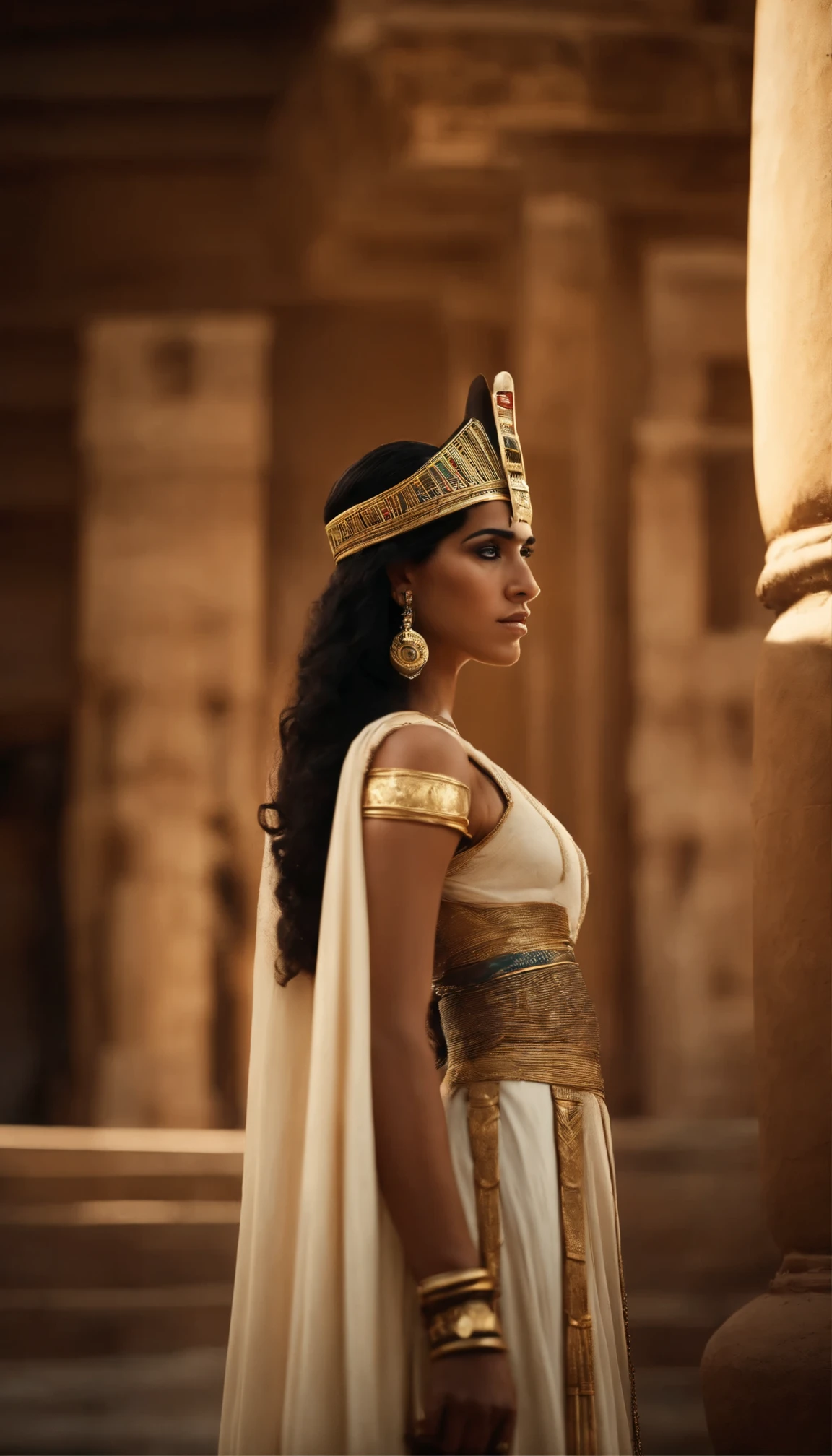 Crear una imagen de Cleopatra como una joven princesa del Antiguo Egipto,gran pecho,highlighting its beauty and royal origins