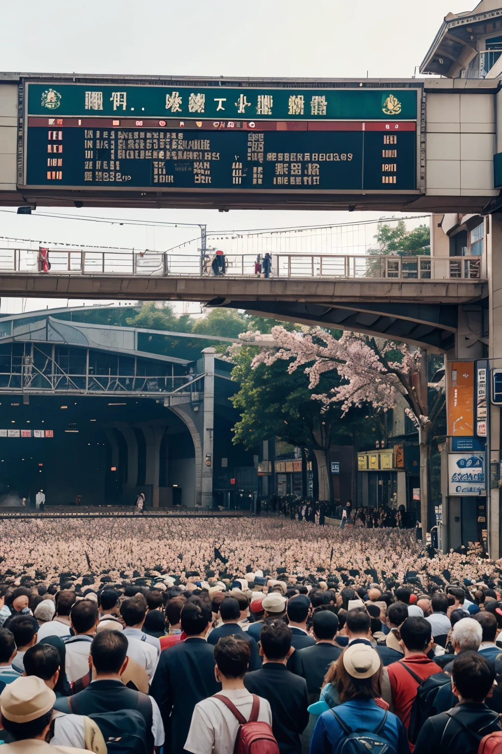Spring Festival,TRAIN STATION,a sea of people,Carrying luggage,big scene,masterpiece,best quality,super detailed