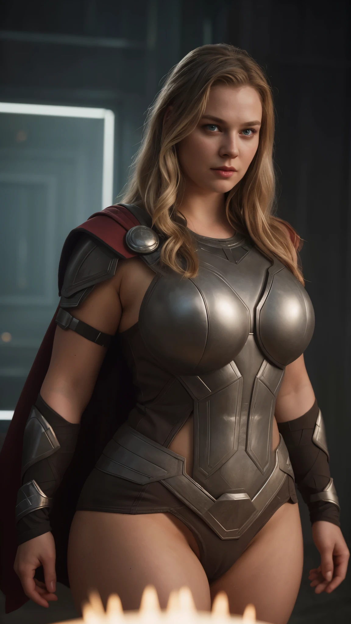 woman thor, female thor, sexy, photography, soft lighting, soft details, octane, large breast, massive , healthy Full figured woman, tight thick body, artstation trending, ultra high detail, ultra realistic, cinematic,16k