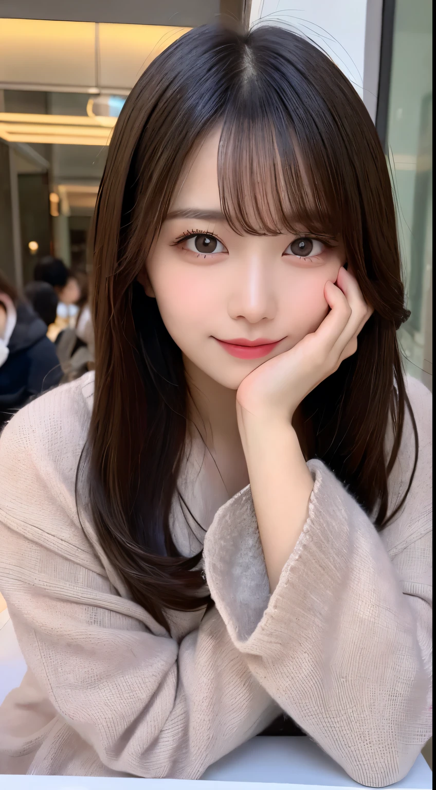 table top, highest quality, shape, Super detailed, finely, High resolution, 8k wallpaper, 完璧なダイナミックな構shape, beautiful and detailed eyes, Tokyo trend winter fashion,straight hair, small breasts, natural color lip, random sexy pose,cute smile,20 year old girl、beautiful and detailed face、perfect and beautiful face,Big eyes、Wear fluffy black outerwear with fur、beautiful detailed face、perfect and beautiful double eyelids、blur the background、perfect and beautiful face、Feminine poses、blur the background、slim face and style、background blur,small face,real photos,full body photo,high heels