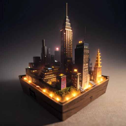 small realistic model, (bifurcation, original photo, best quality, masterpiece:1.4),SteampunkCyberpunk6920 City,(Cyberpunk light:1.3), Mards,horizon (related to land),(in a small nature box:1.3),Isometric, small nature, landscape on foundation,landscape,